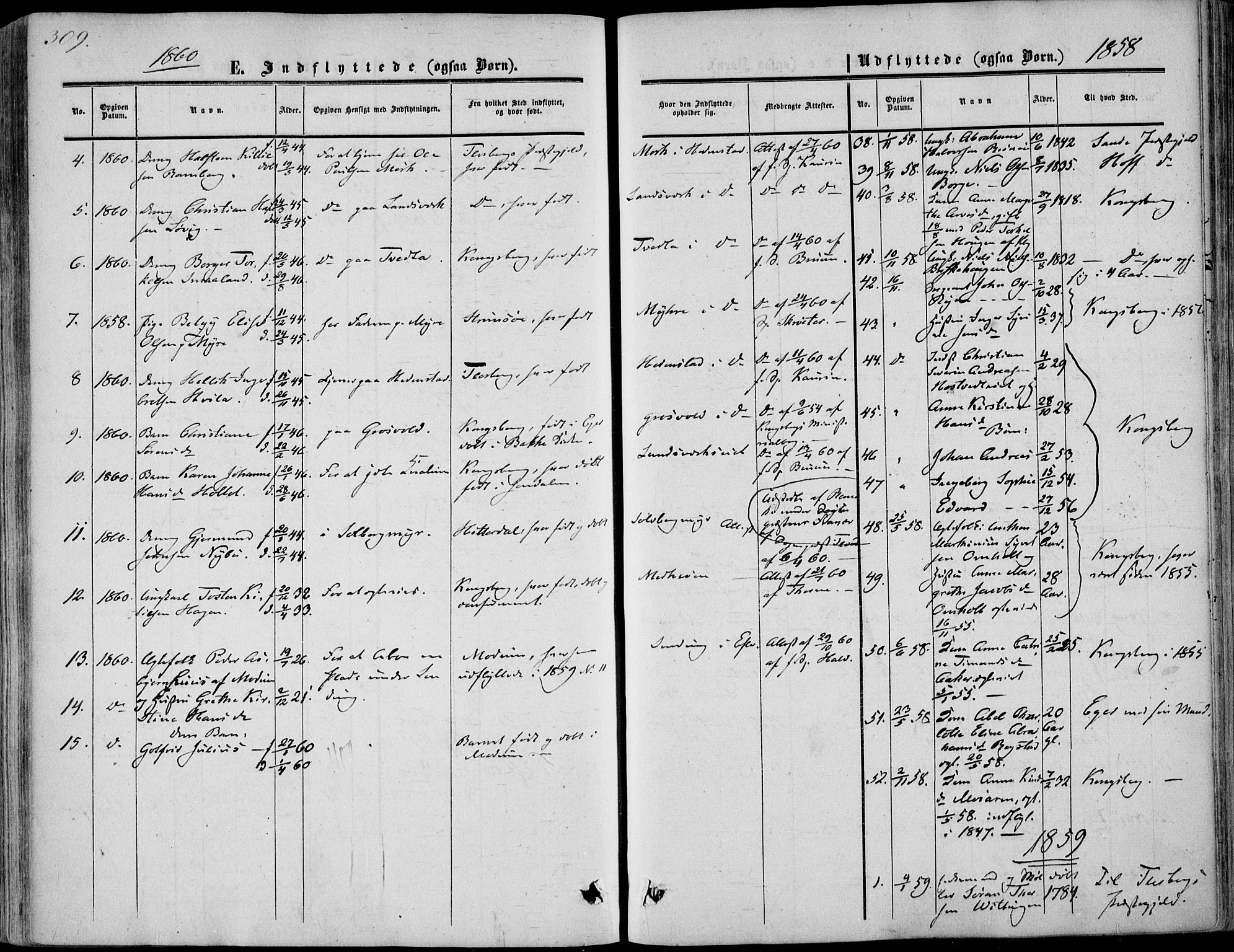 Sandsvær kirkebøker, AV/SAKO-A-244/F/Fa/L0006: Ministerialbok nr. I 6, 1857-1868, s. 309