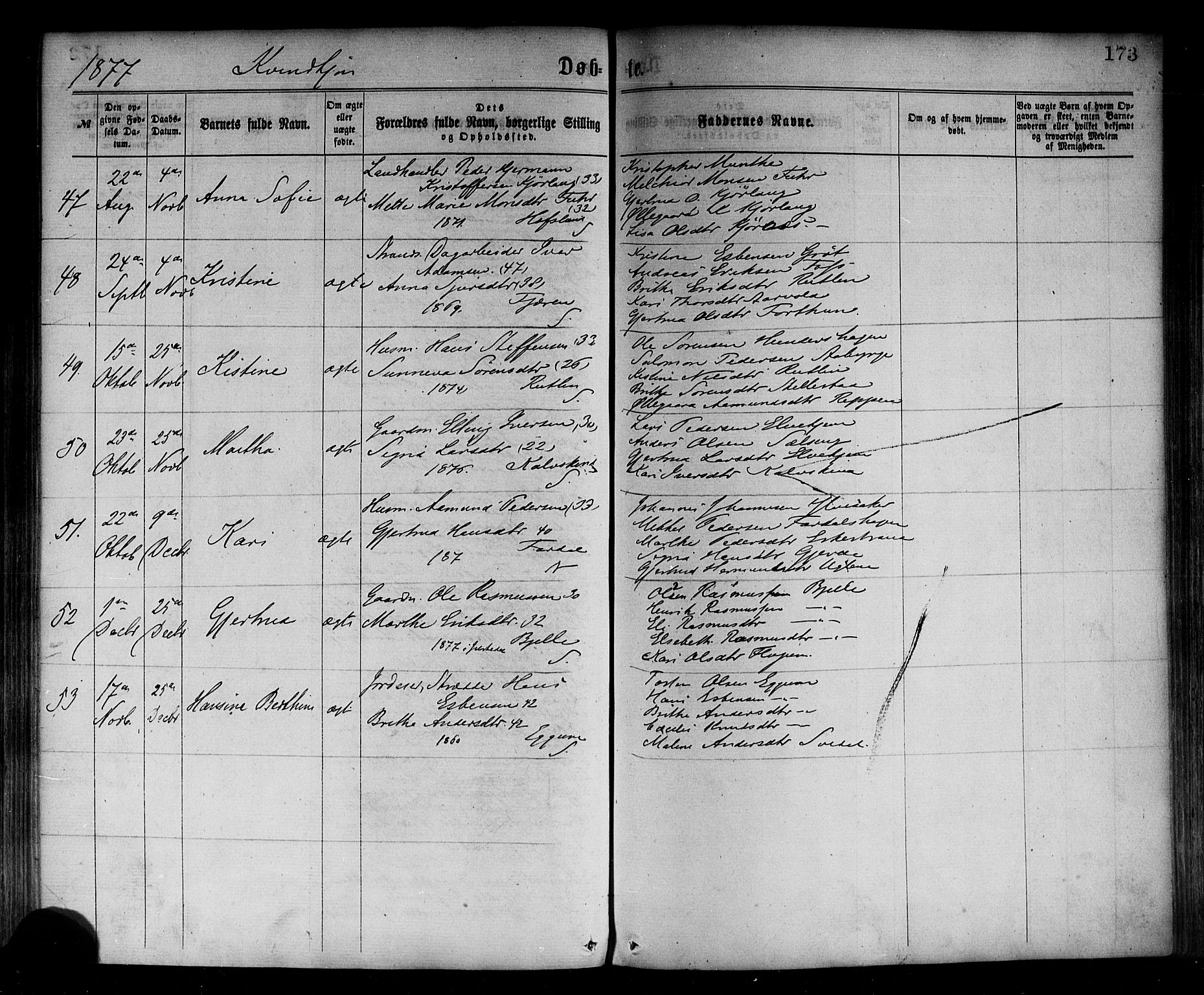 Sogndal sokneprestembete, AV/SAB-A-81301/H/Haa/Haaa/L0014: Ministerialbok nr. A 14, 1864-1877, s. 173
