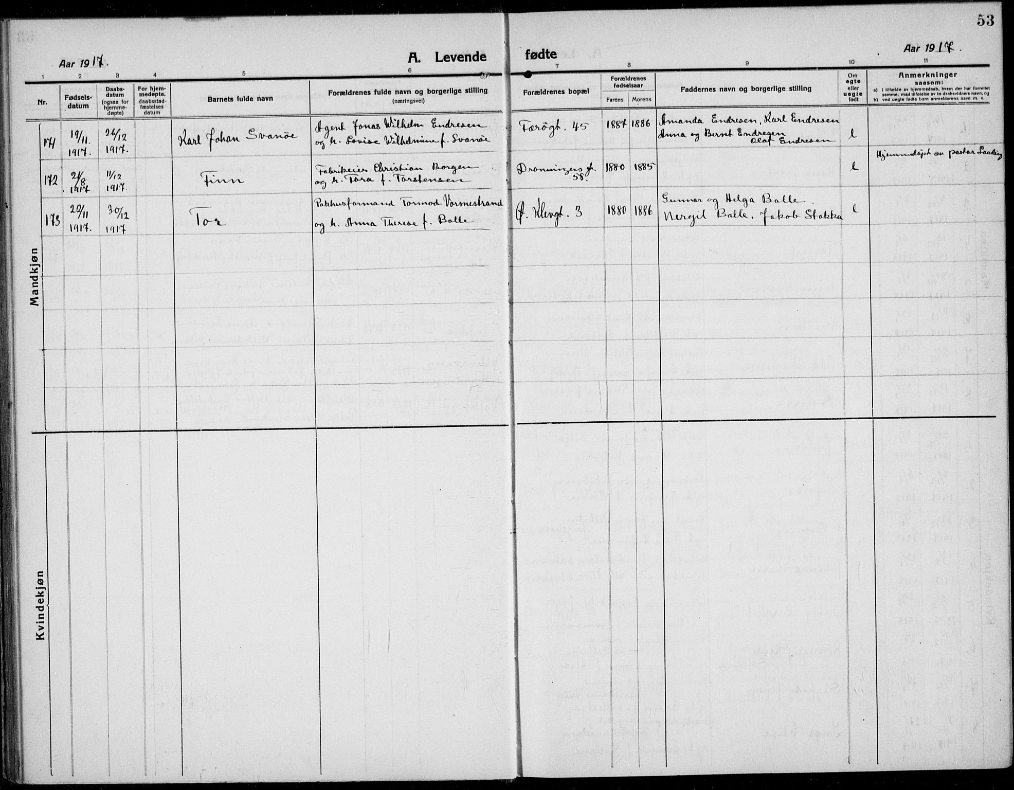 Domkirken sokneprestkontor, SAST/A-101812/001/30/30BB/L0019: Klokkerbok nr. B 19, 1915-1932, s. 53