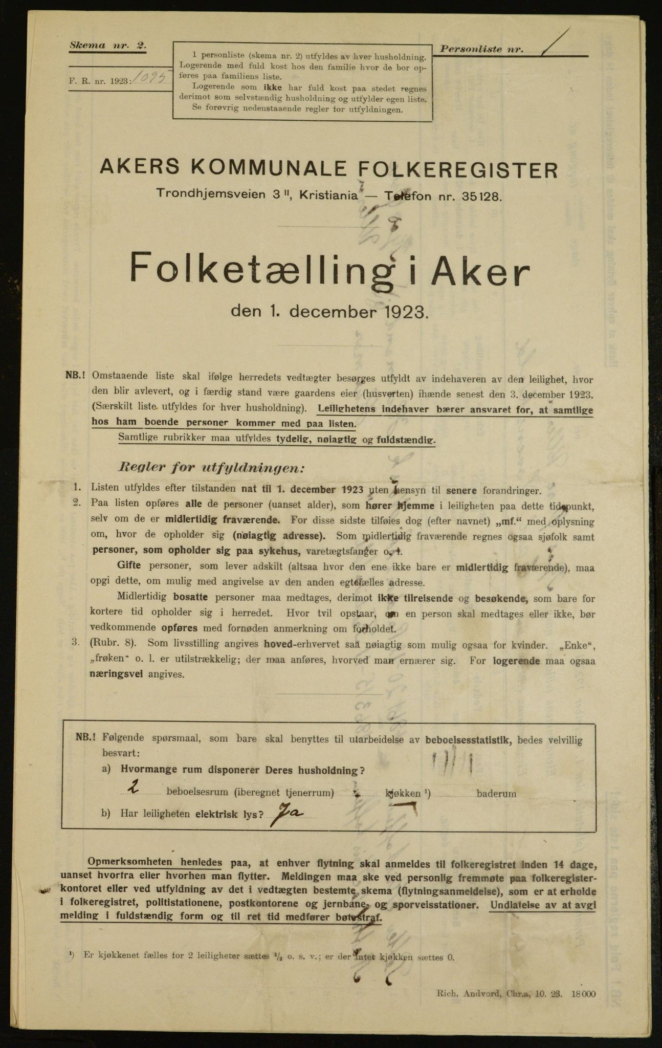 , Kommunal folketelling 1.12.1923 for Aker, 1923, s. 6627