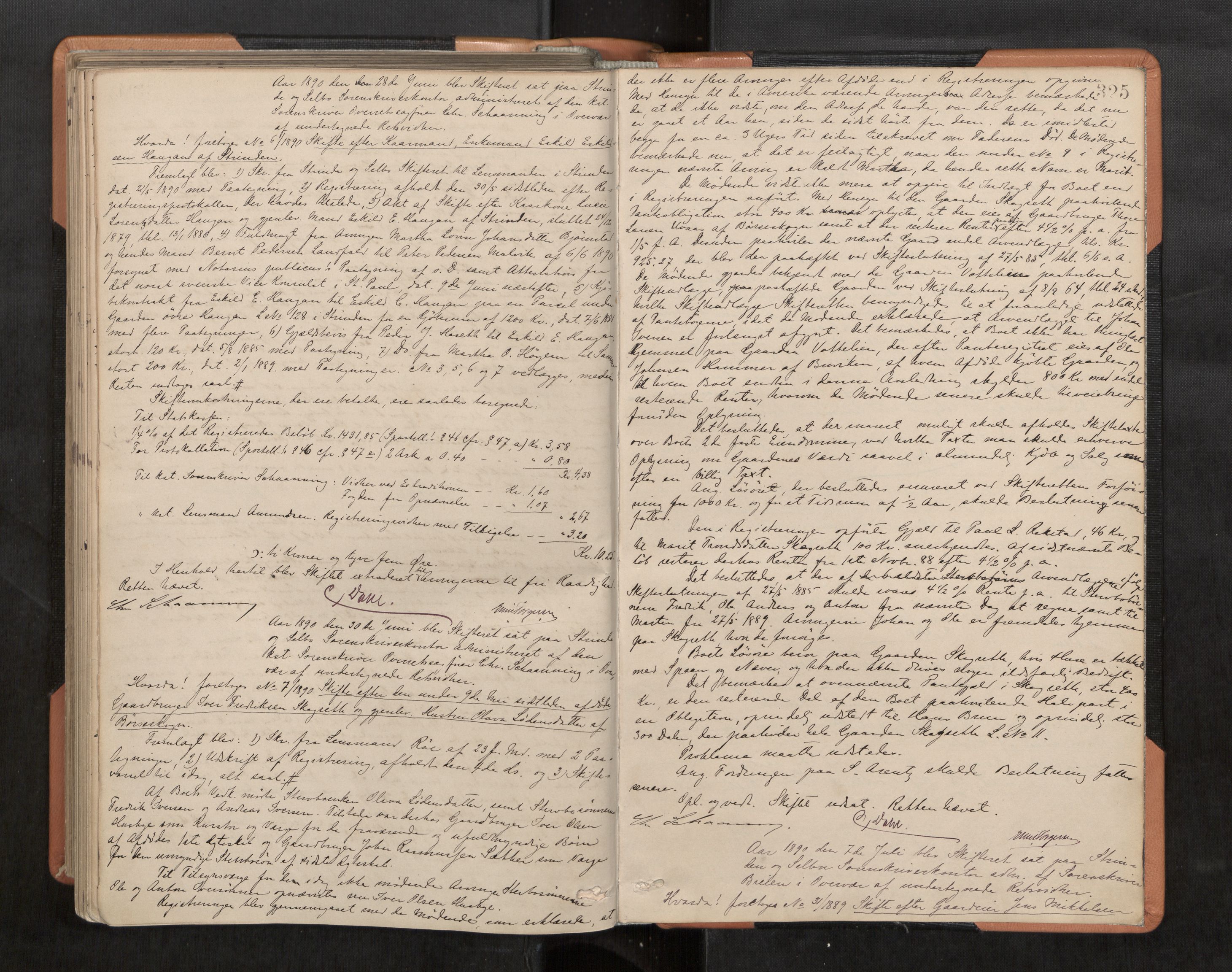 Strinda og Selbu sorenskriveri, AV/SAT-A-0015/3/3B/L0005: Skifteforhandlingsprot. 5 5, 1883-1890, s. 325