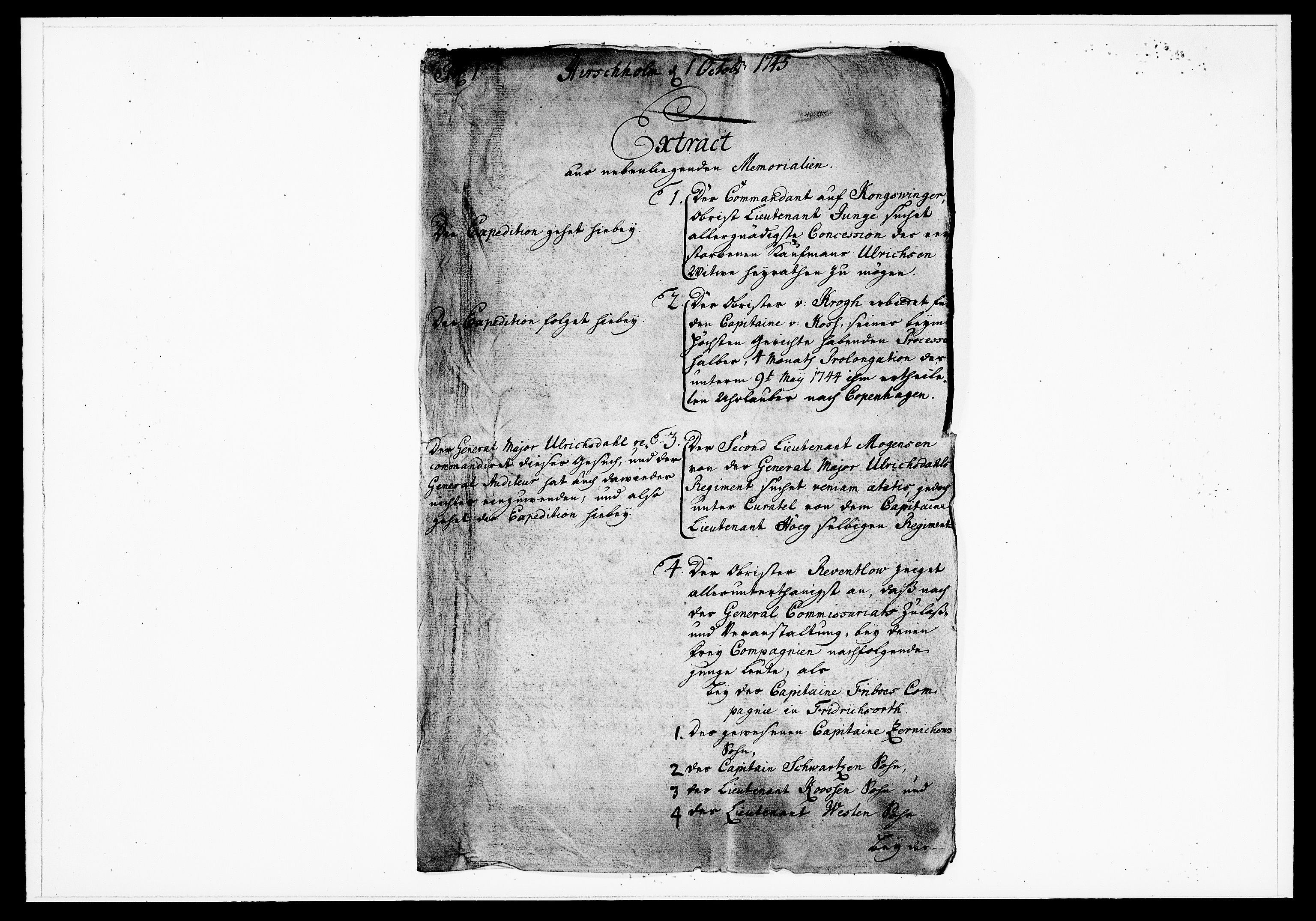 Krigskollegiet, Krigskancelliet, DRA/A-0006/-/1188-1193: Refererede sager, 1745, s. 266