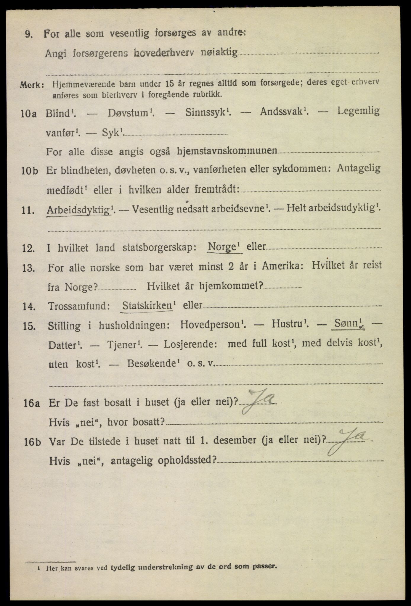 SAH, Folketelling 1920 for 0518 Nord-Fron herred, 1920, s. 3033