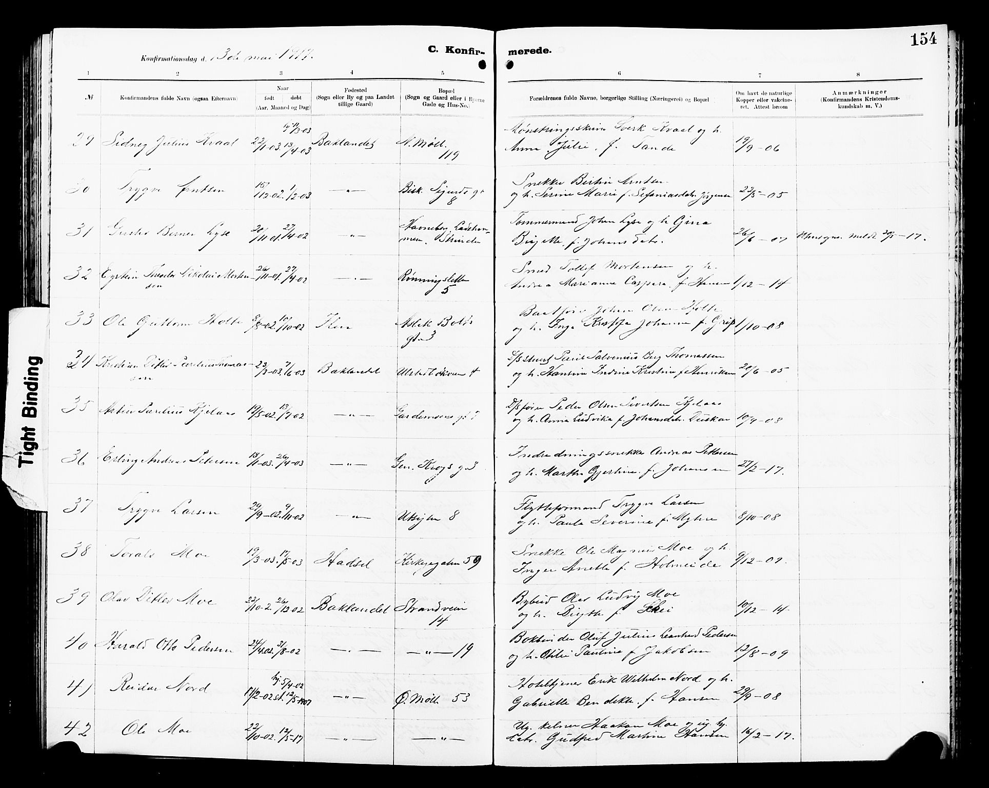 Ministerialprotokoller, klokkerbøker og fødselsregistre - Sør-Trøndelag, SAT/A-1456/605/L0256: Klokkerbok nr. 605C03, 1916-1920, s. 154