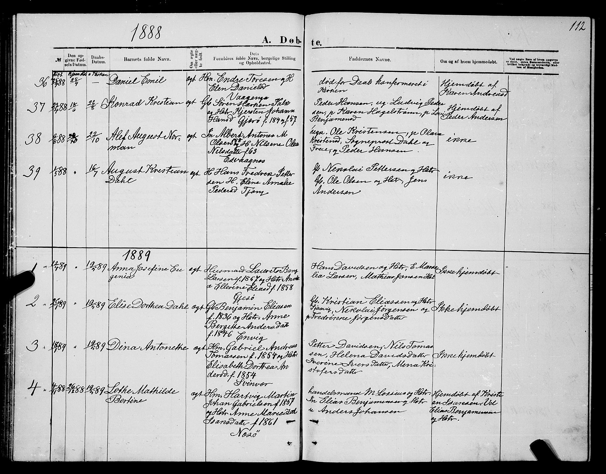 Ministerialprotokoller, klokkerbøker og fødselsregistre - Nordland, AV/SAT-A-1459/841/L0620: Klokkerbok nr. 841C04, 1877-1896, s. 112