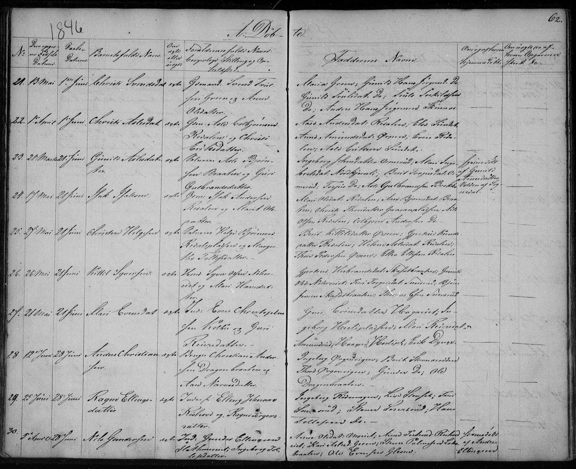 Krødsherad kirkebøker, AV/SAKO-A-19/F/Fa/L0002: Ministerialbok nr. 2, 1829-1851, s. 62