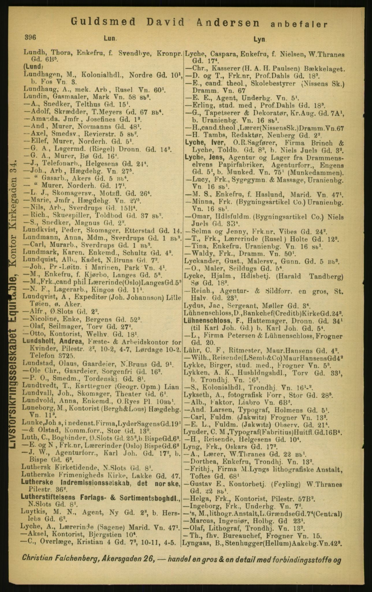 Kristiania/Oslo adressebok, PUBL/-, 1897, s. 396