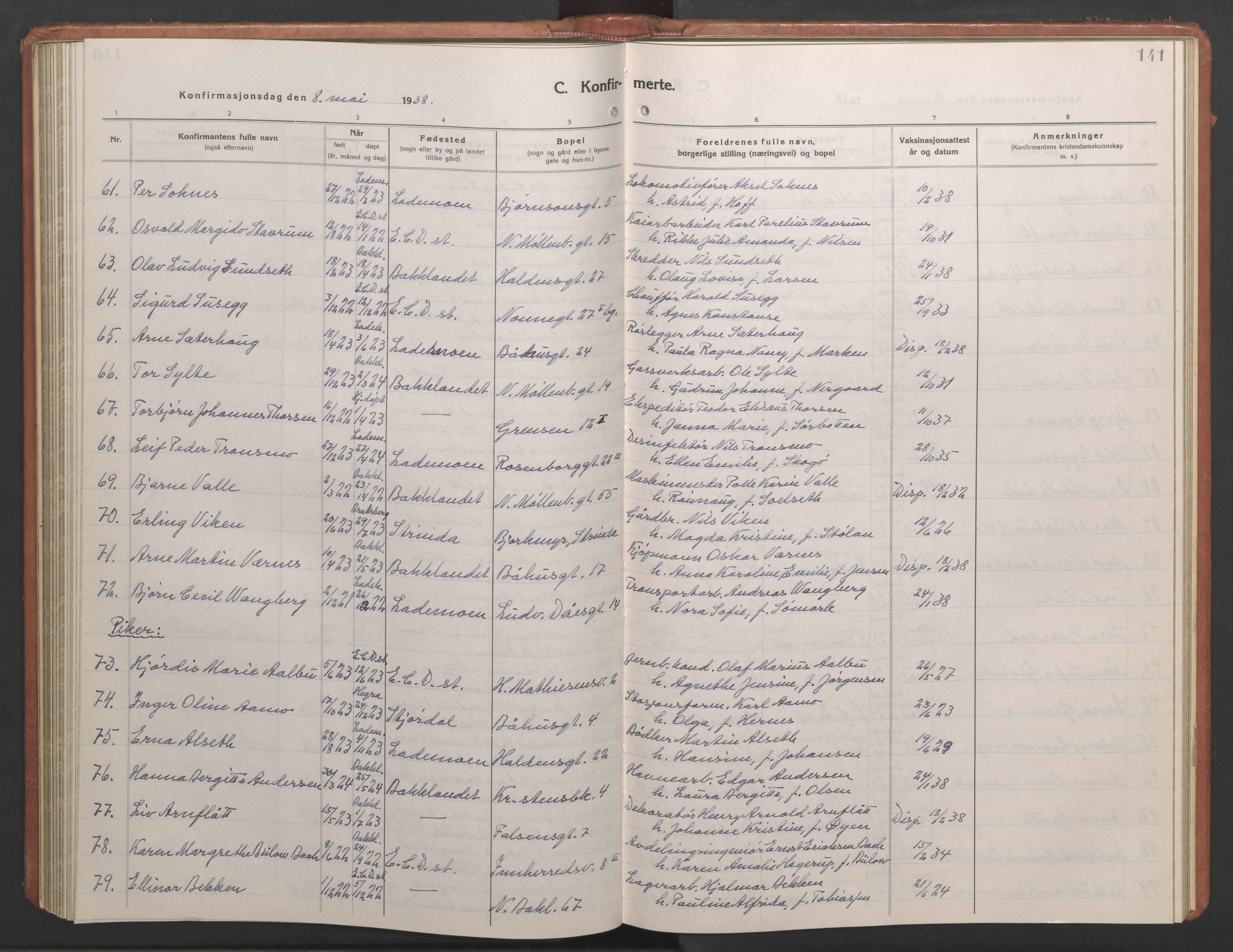 Ministerialprotokoller, klokkerbøker og fødselsregistre - Sør-Trøndelag, AV/SAT-A-1456/604/L0228: Klokkerbok nr. 604C11, 1928-1950, s. 141