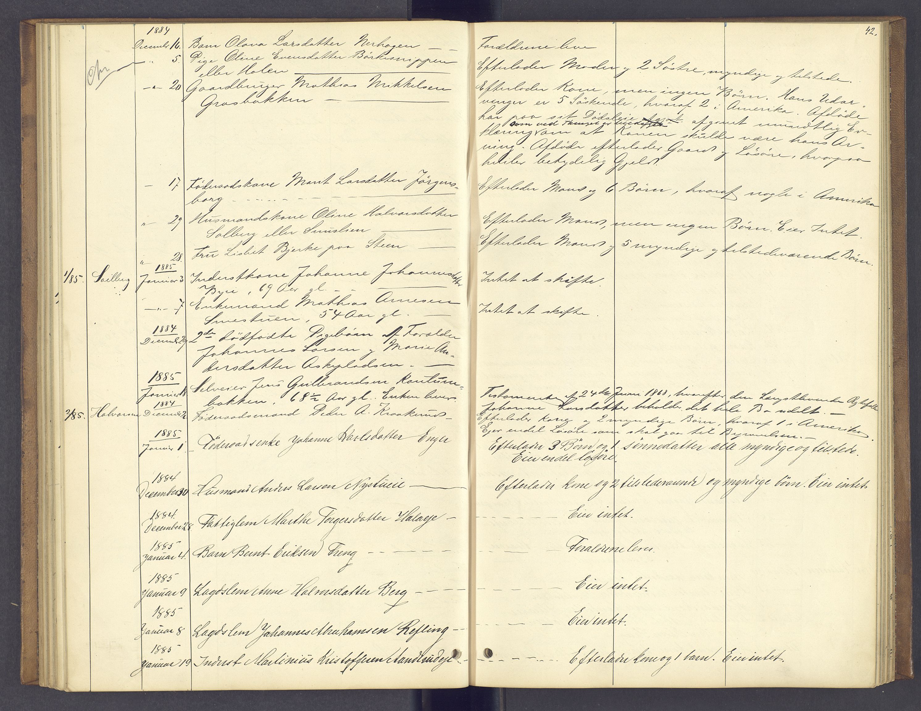 Nord-Hedmark sorenskriveri, AV/SAH-TING-012/J/Ji/L0002: Dødsfallsprotokoll, 1880-1889, s. 42