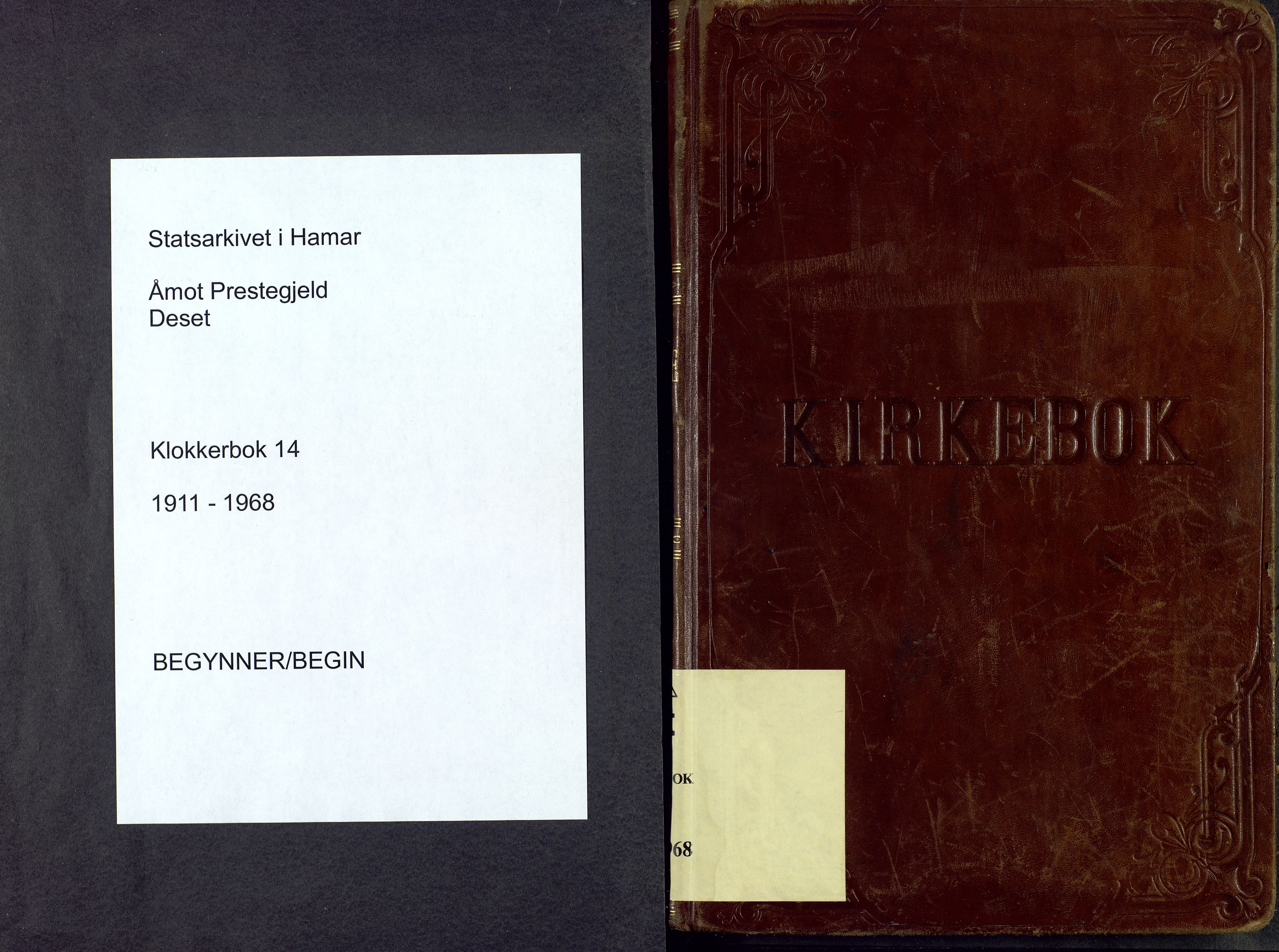 Åmot prestekontor, Hedmark, SAH/PREST-056/H/Ha/Hab/L0014: Klokkerbok nr. 14, 1911-1968