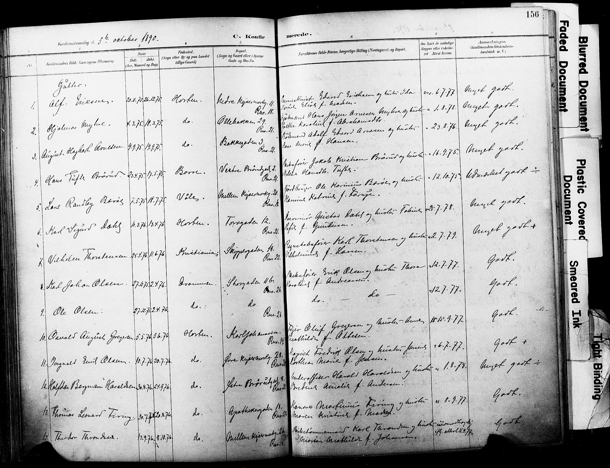 Horten kirkebøker, AV/SAKO-A-348/F/Fa/L0004: Ministerialbok nr. 4, 1888-1895, s. 156
