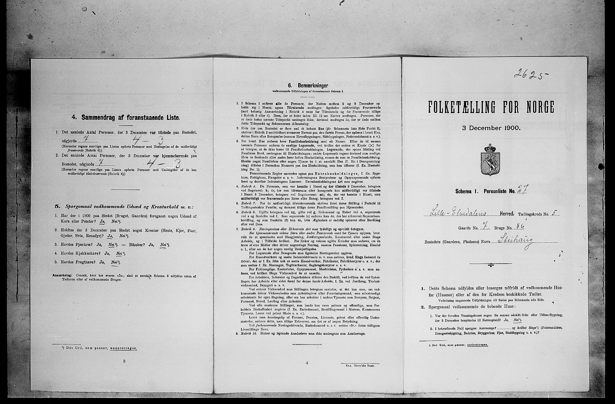 SAH, Folketelling 1900 for 0438 Lille Elvedalen herred, 1900, s. 414