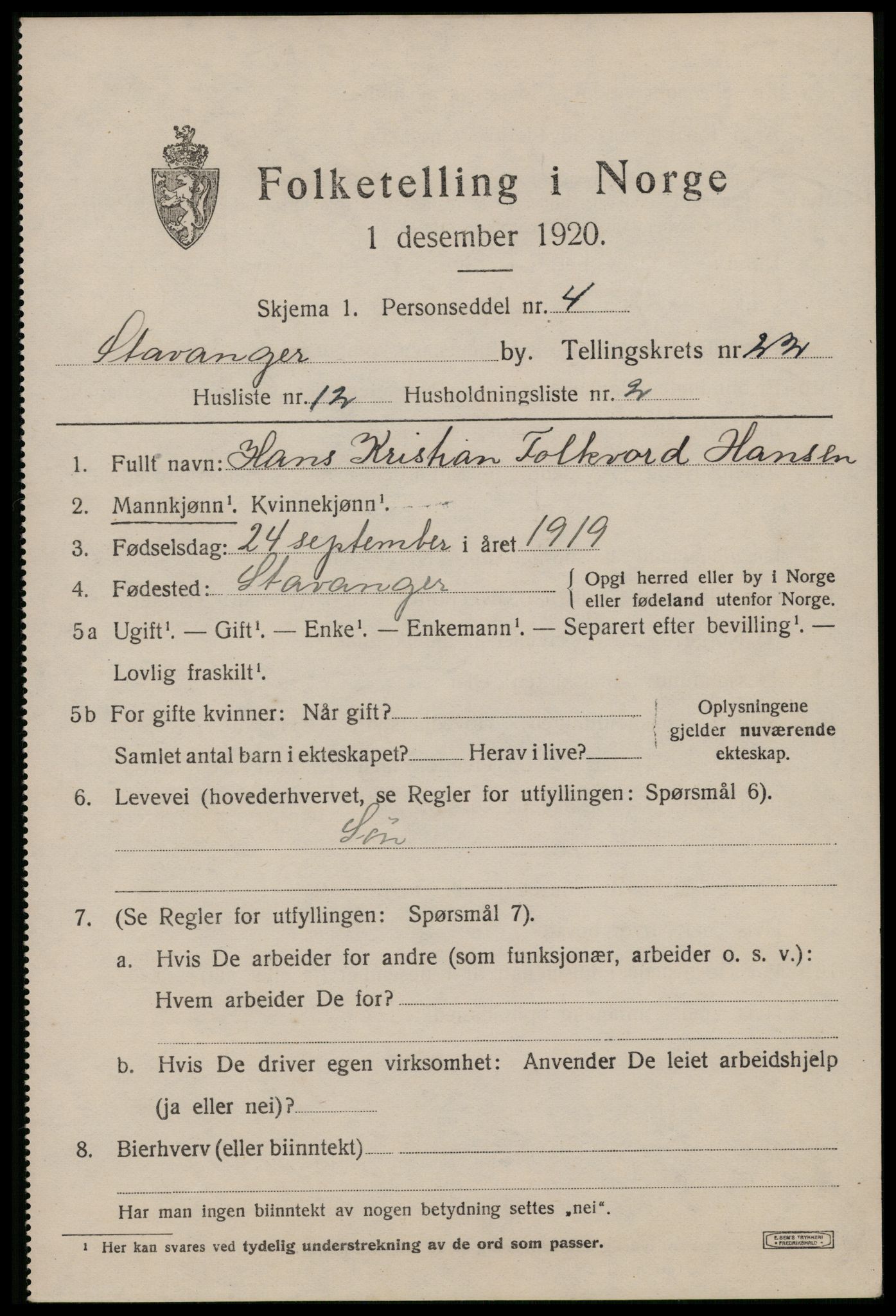 SAST, Folketelling 1920 for 1103 Stavanger kjøpstad, 1920, s. 73864