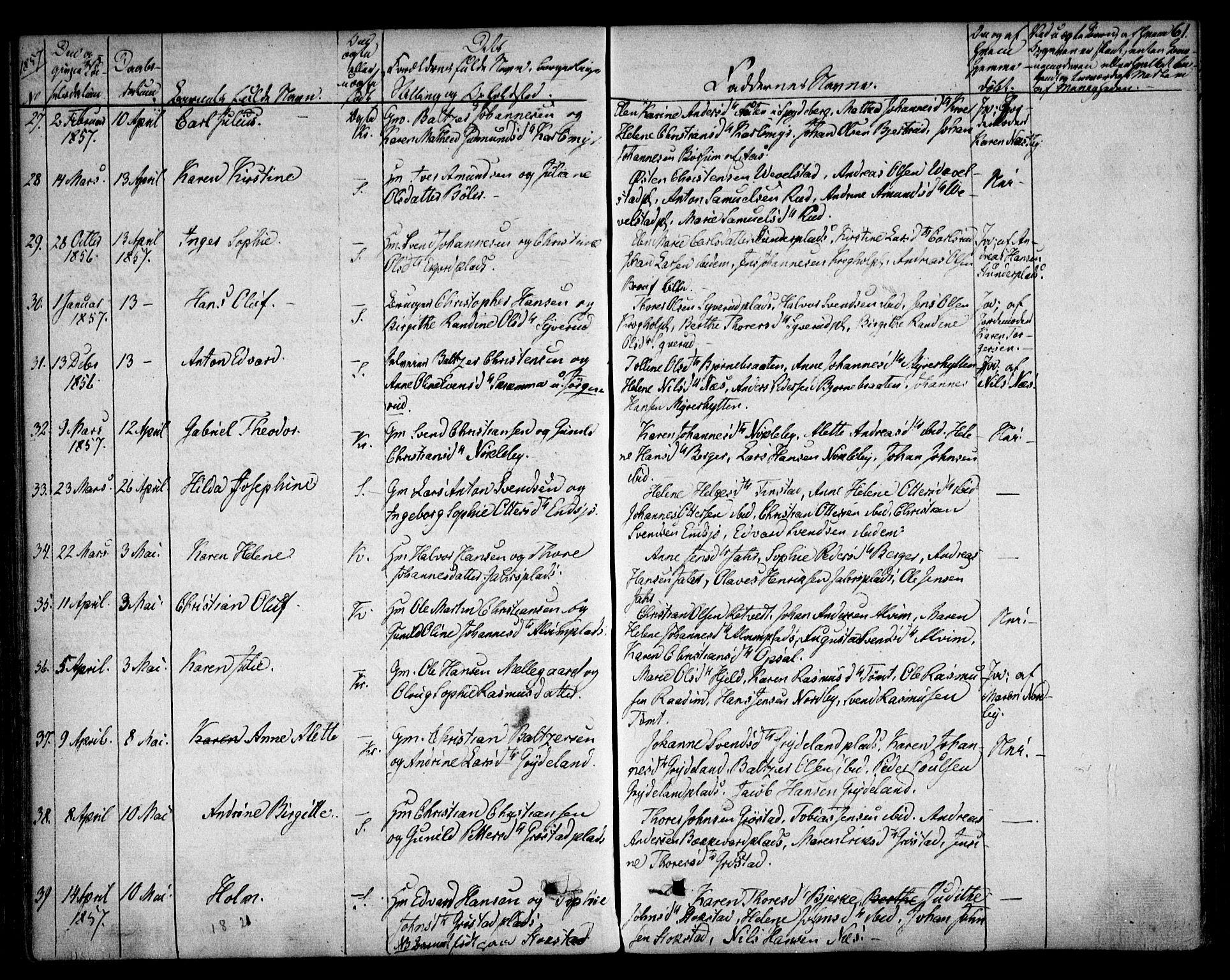 Kråkstad prestekontor Kirkebøker, AV/SAO-A-10125a/F/Fa/L0006: Ministerialbok nr. I 6, 1848-1857, s. 61