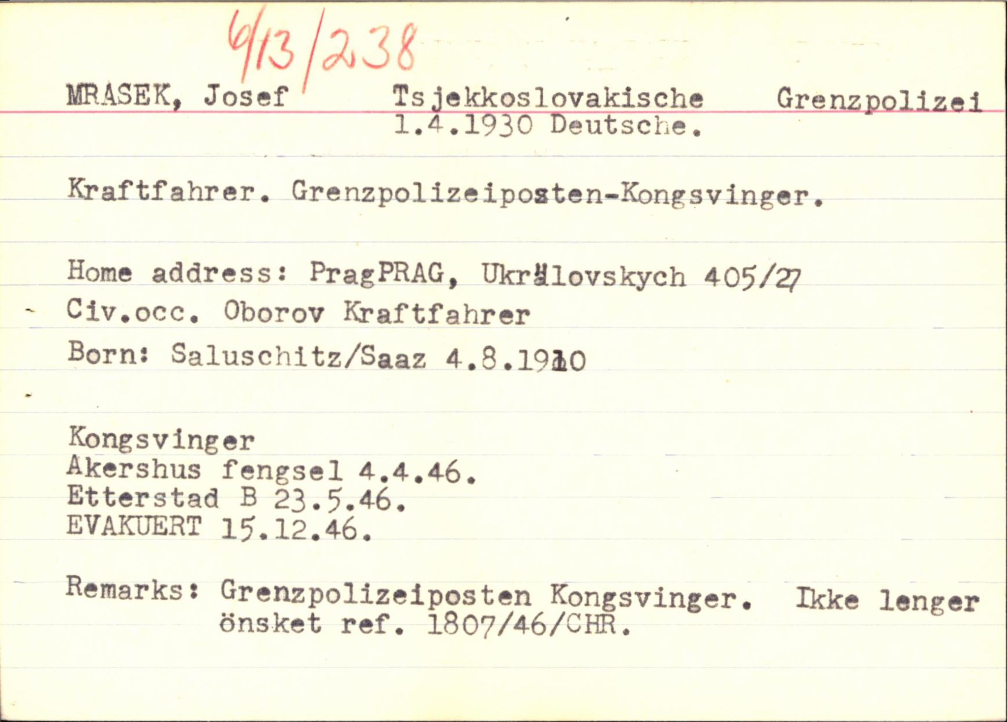 Forsvaret, Forsvarets overkommando II, RA/RAFA-3915/D/Db/L0041: CI Questionaires.  Diverse nasjonaliteter., 1945-1946, s. 307