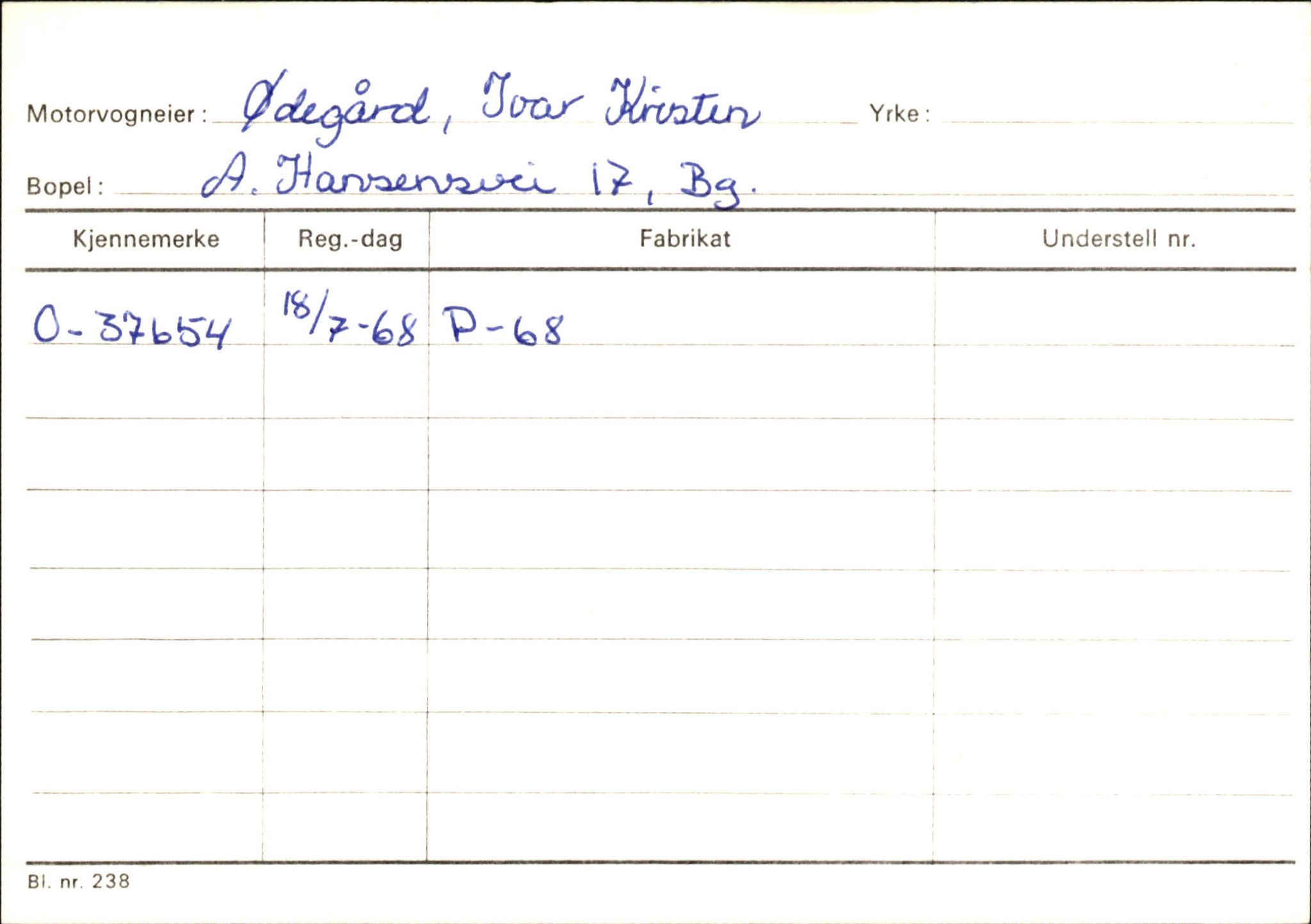 Statens vegvesen, Hordaland vegkontor, AV/SAB-A-5201/2/Hb/L0037: O-eierkort W-P, 1920-1971, s. 1038