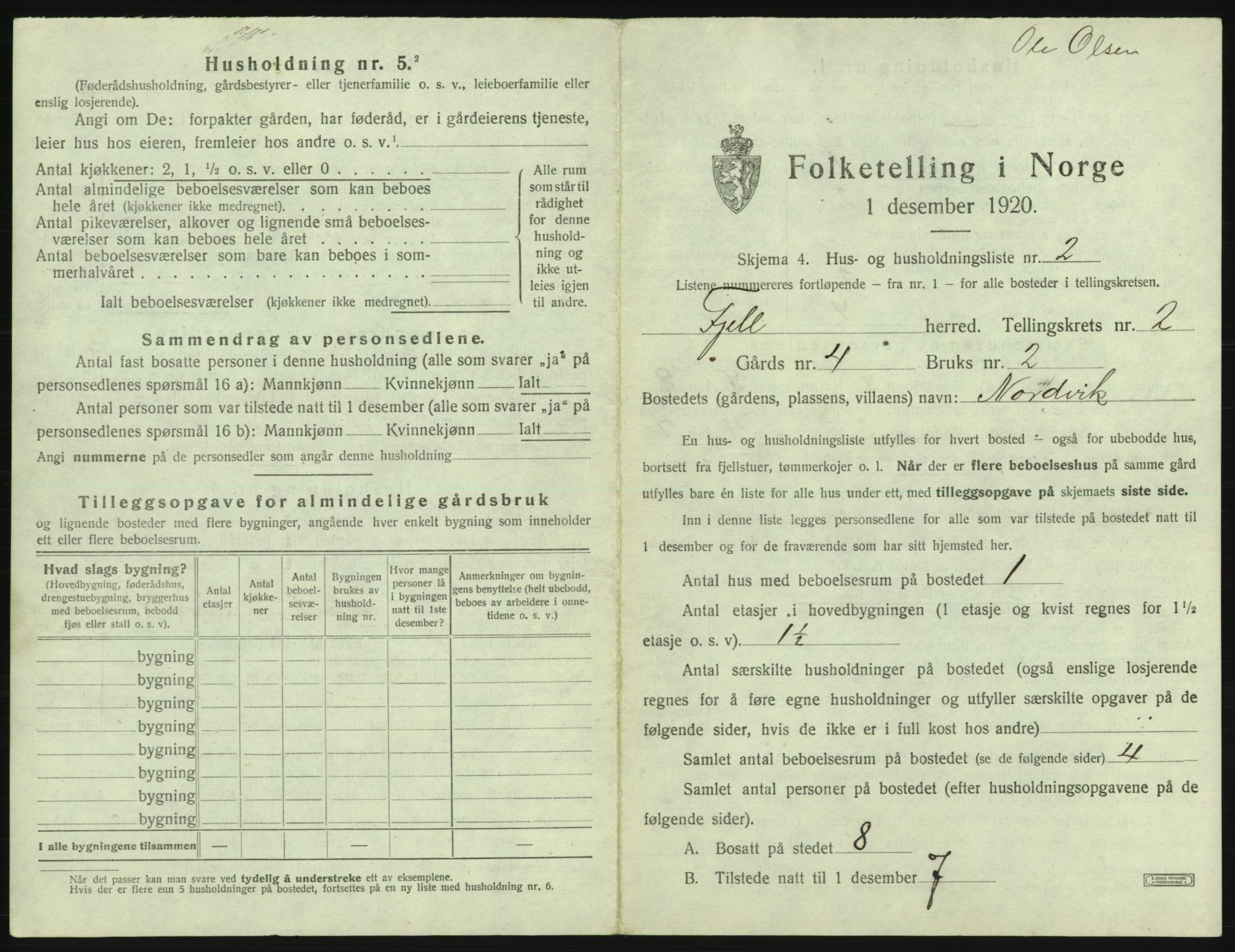 SAB, Folketelling 1920 for 1246 Fjell herred, 1920, s. 164