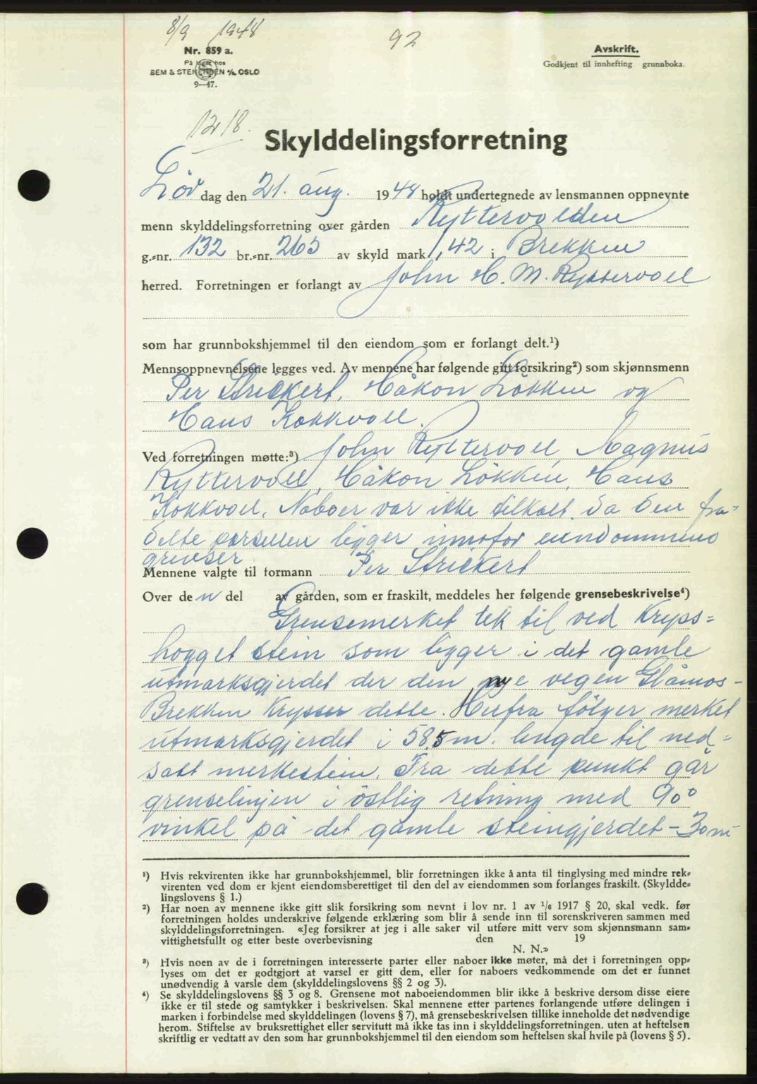 Gauldal sorenskriveri, SAT/A-0014/1/2/2C: Pantebok nr. A6, 1948-1948, Dagboknr: 1218/1948
