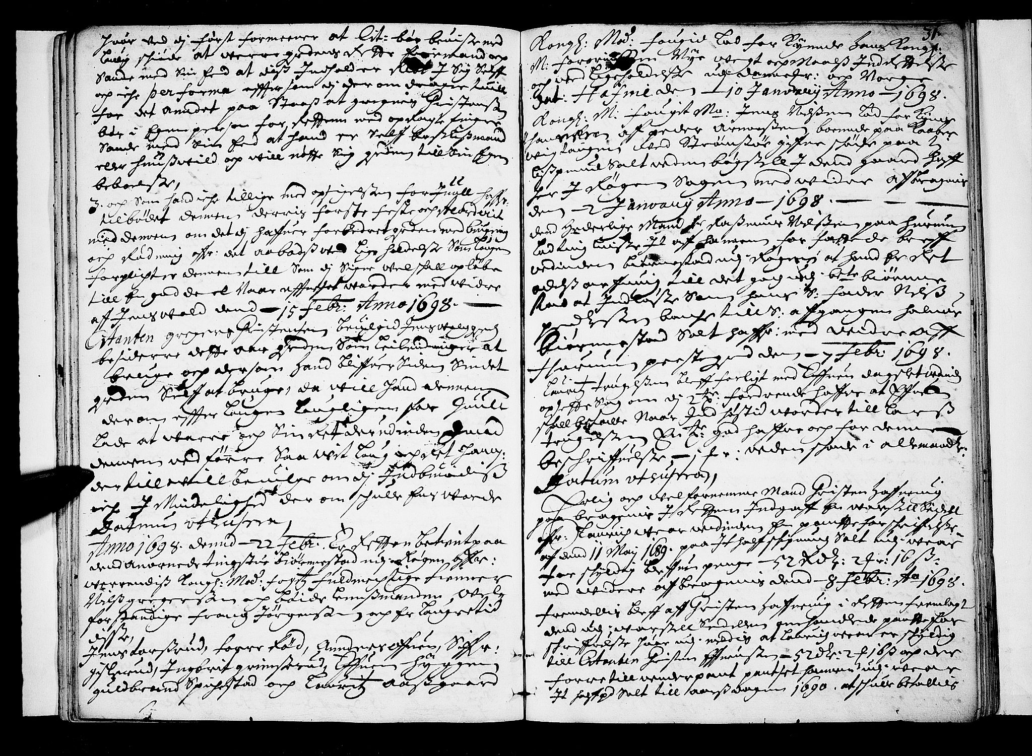 Lier, Røyken og Hurum sorenskriveri, AV/SAKO-A-89/F/Fa/L0037: Tingbok, 1697-1699, s. 31