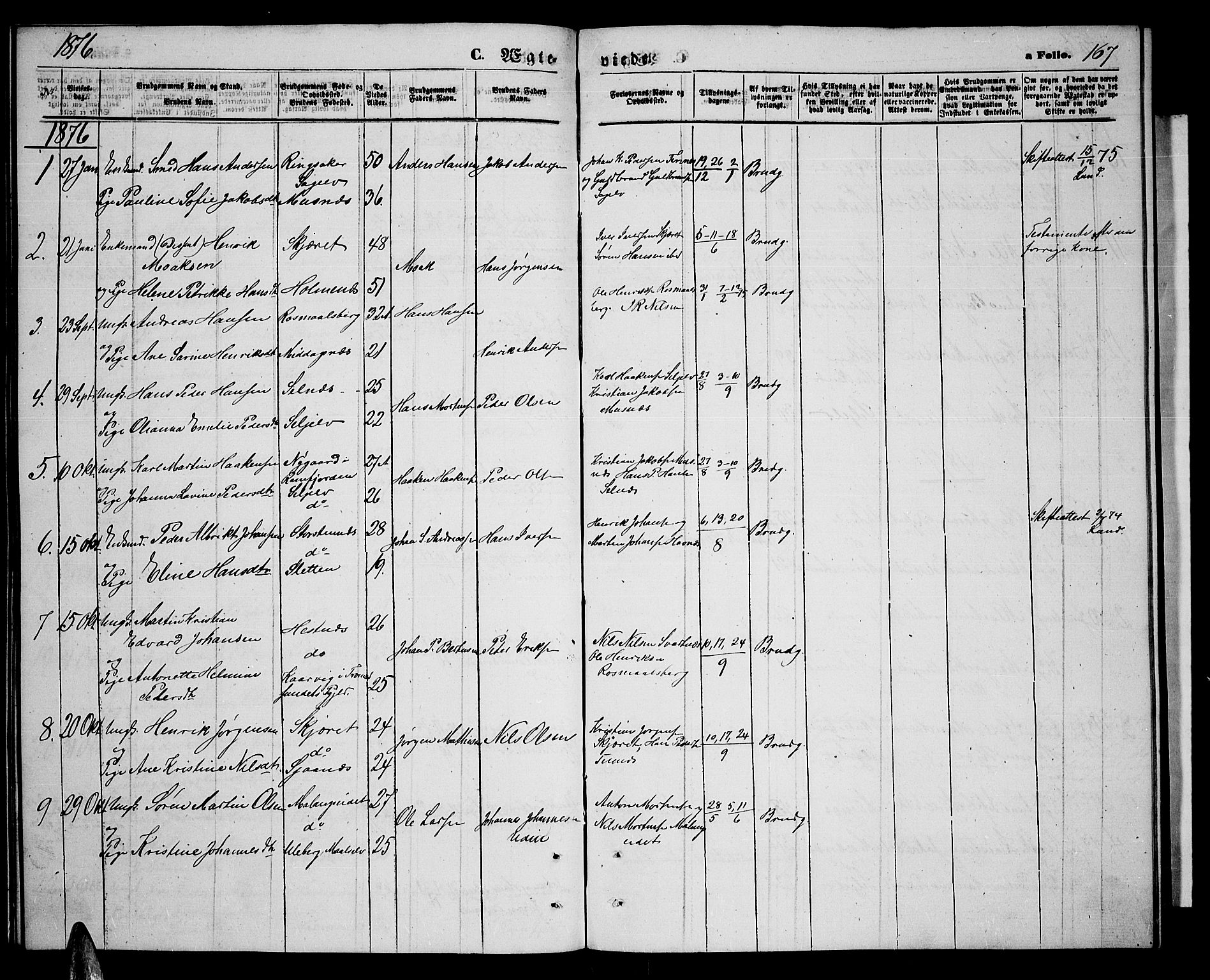 Balsfjord sokneprestembete, AV/SATØ-S-1303/G/Gab/L0006klokker: Klokkerbok nr. 6, 1863-1878, s. 167