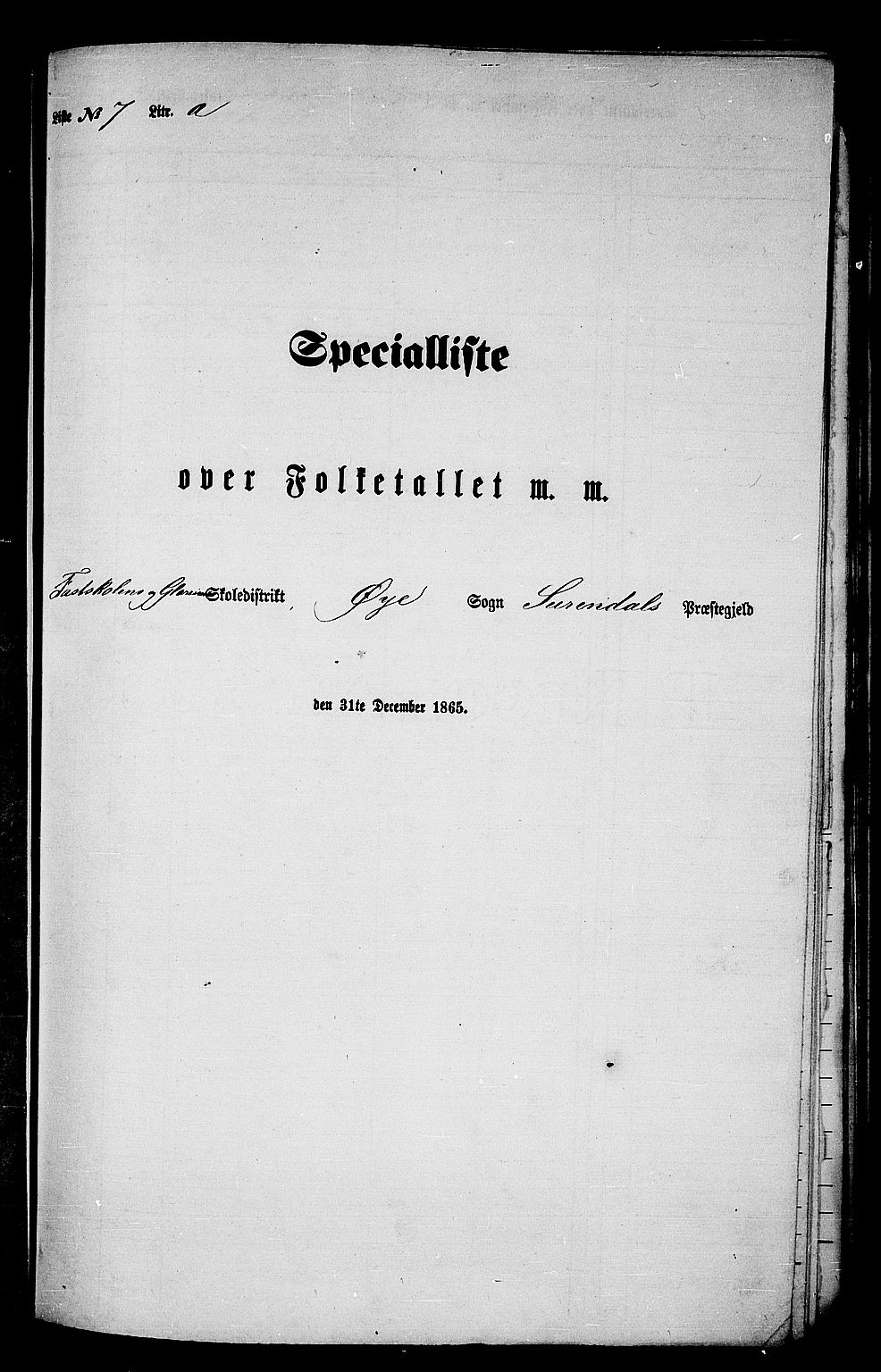 RA, Folketelling 1865 for 1566P Surnadal prestegjeld, 1865, s. 129
