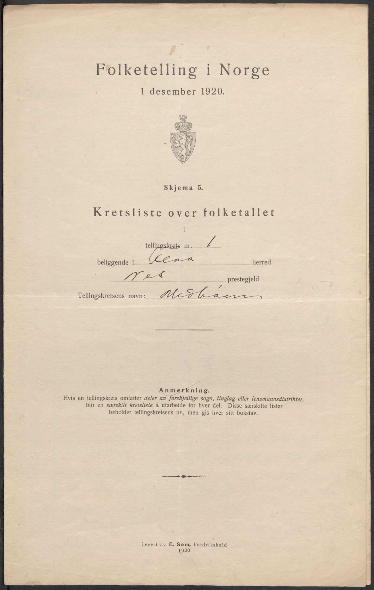 SAKO, Folketelling 1920 for 0615 Flå herred, 1920, s. 10