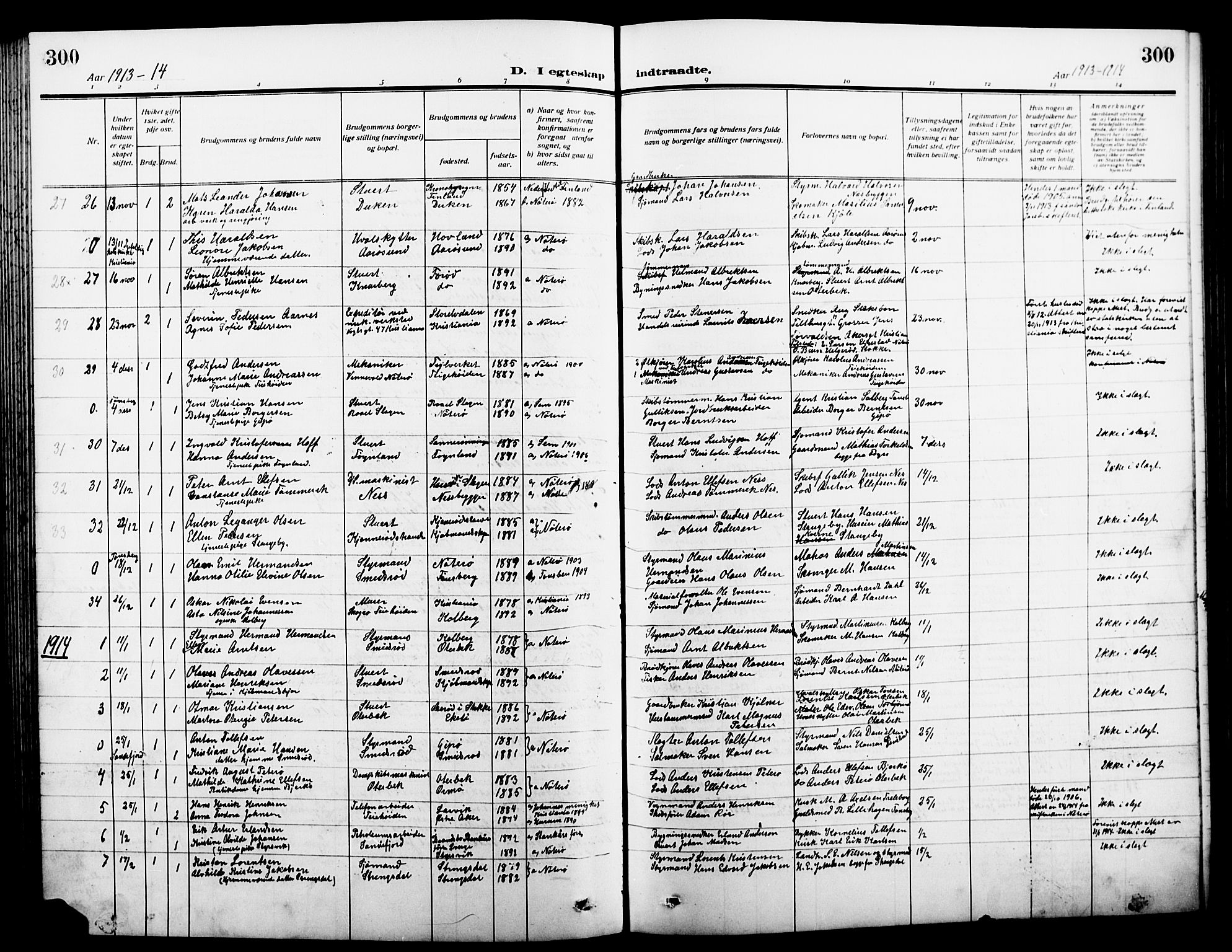 Nøtterøy kirkebøker, AV/SAKO-A-354/G/Ga/L0005: Klokkerbok nr. I 5, 1910-1924, s. 300