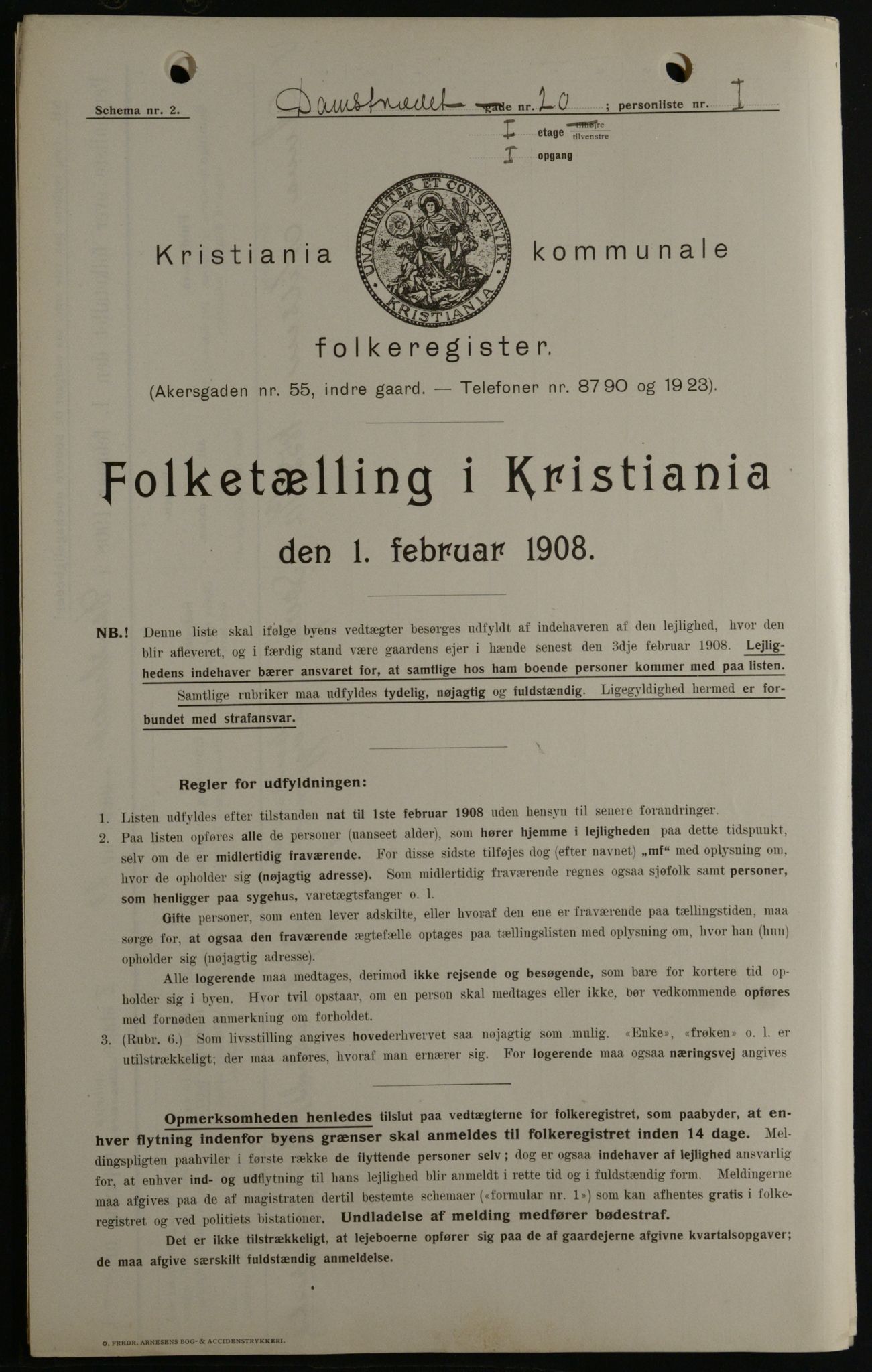 OBA, Kommunal folketelling 1.2.1908 for Kristiania kjøpstad, 1908, s. 13613