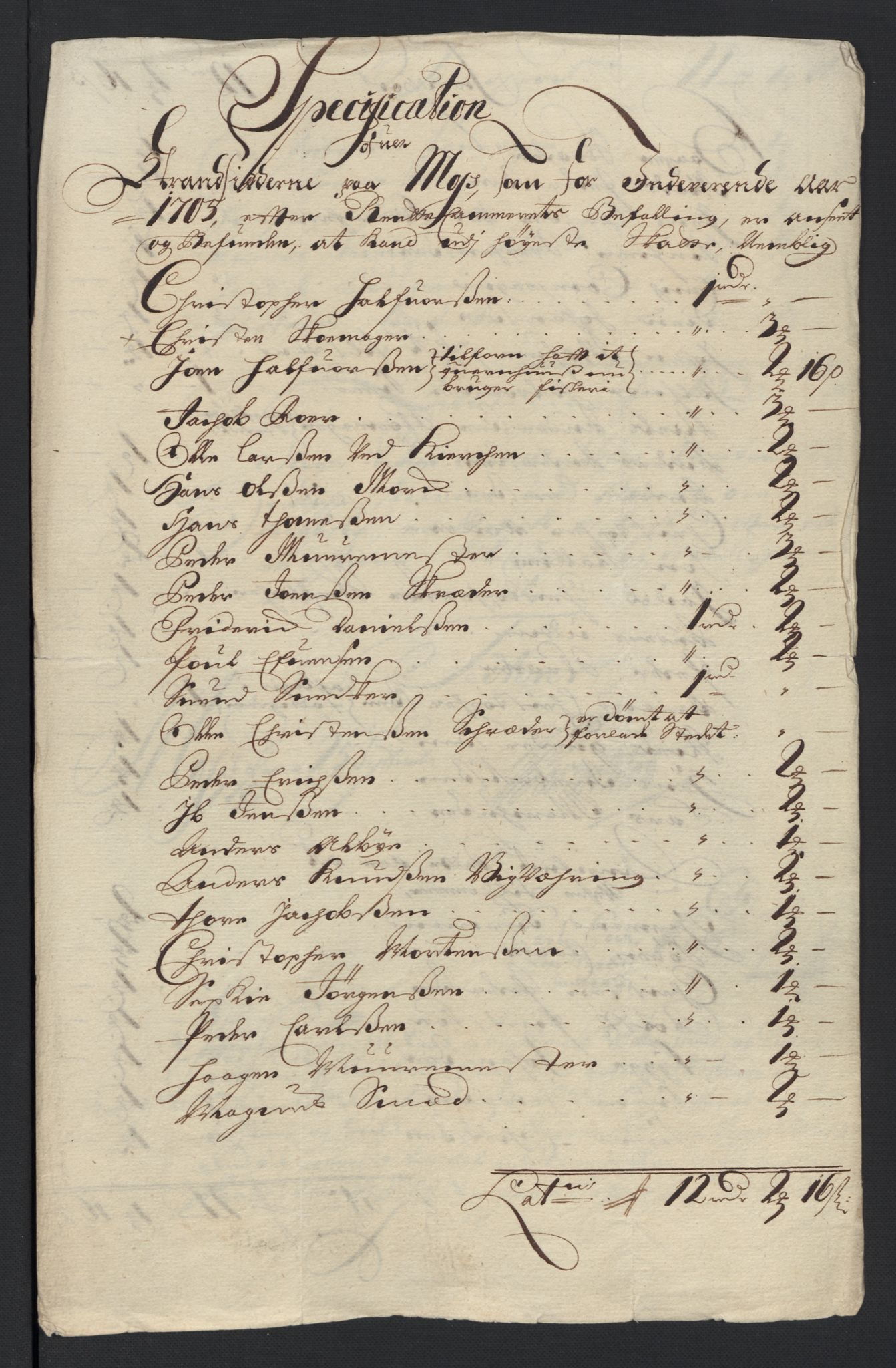 Rentekammeret inntil 1814, Reviderte regnskaper, Fogderegnskap, AV/RA-EA-4092/R04/L0133: Fogderegnskap Moss, Onsøy, Tune, Veme og Åbygge, 1705-1706, s. 59