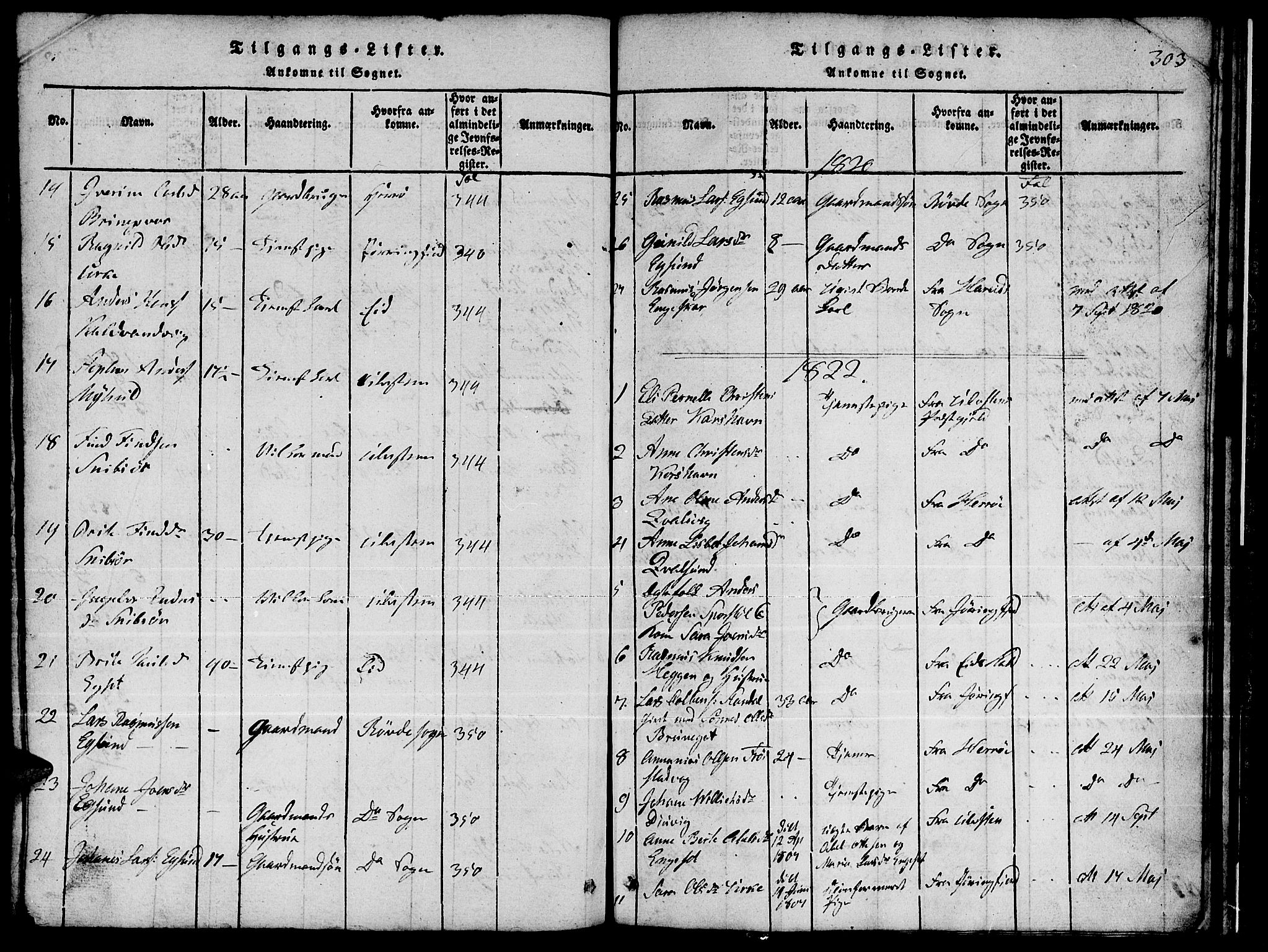Ministerialprotokoller, klokkerbøker og fødselsregistre - Møre og Romsdal, SAT/A-1454/511/L0155: Klokkerbok nr. 511C01, 1817-1829, s. 303