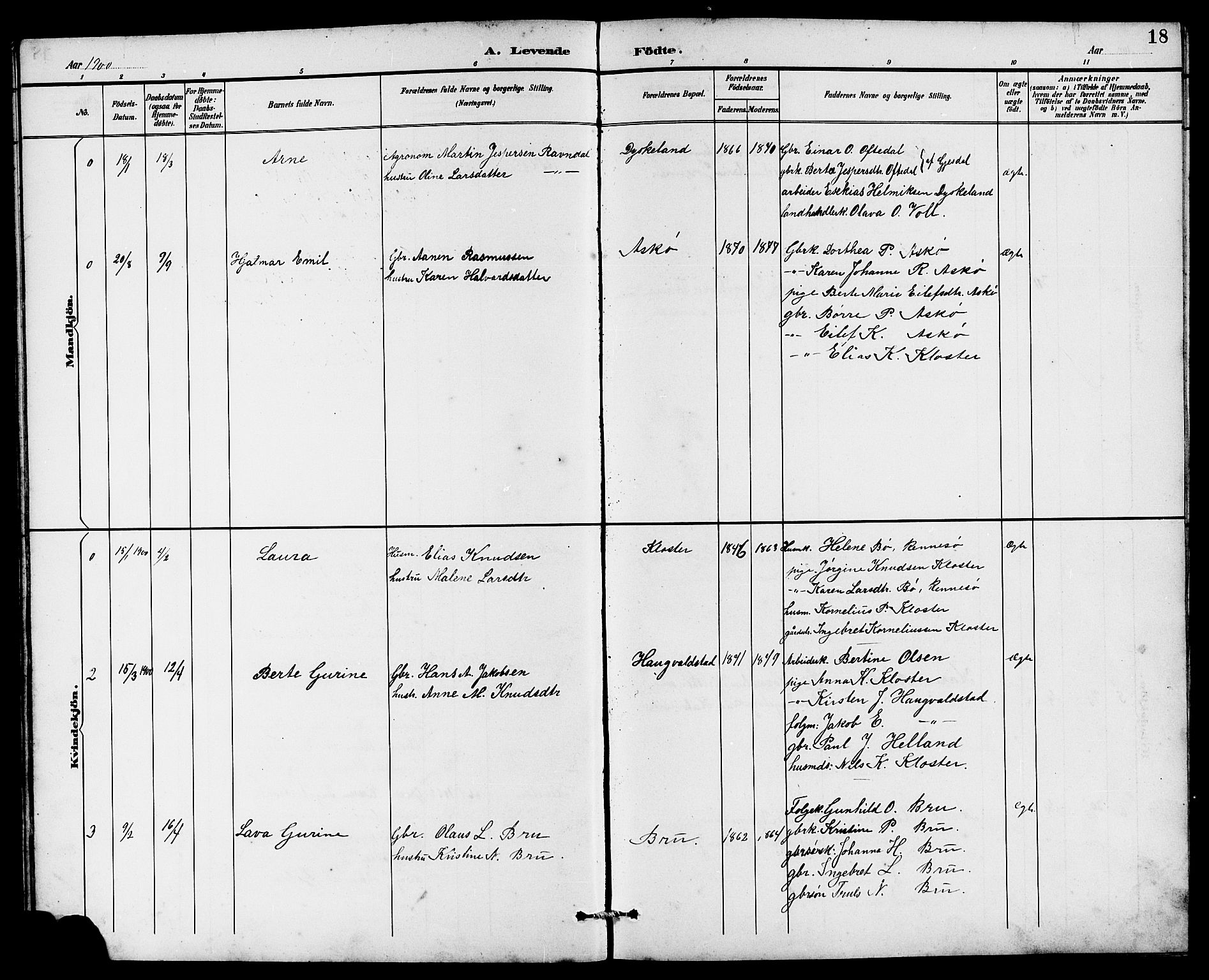 Rennesøy sokneprestkontor, AV/SAST-A -101827/H/Ha/Hab/L0011: Klokkerbok nr. B 10, 1891-1908, s. 18