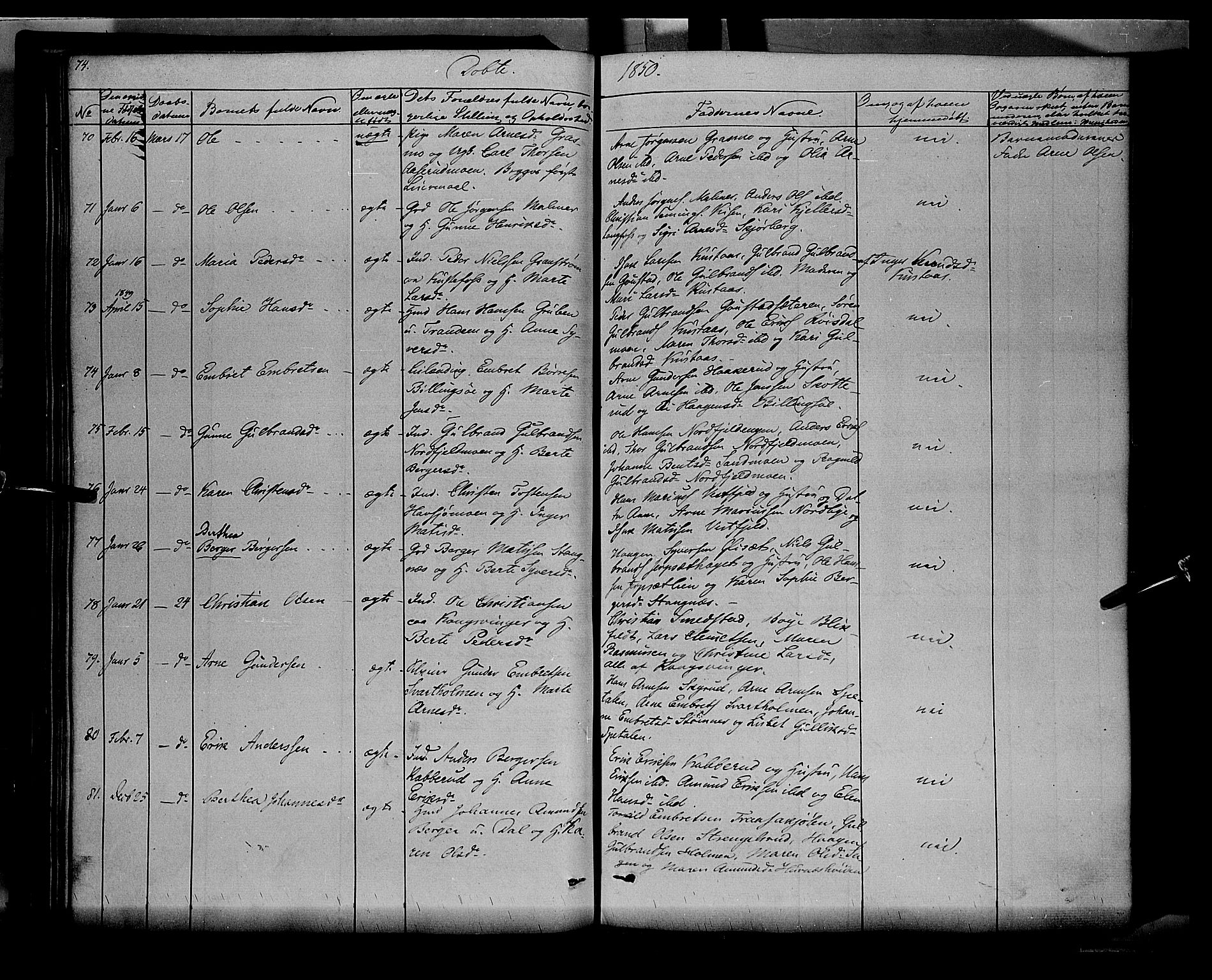 Vinger prestekontor, AV/SAH-PREST-024/H/Ha/Haa/L0009: Ministerialbok nr. 9, 1847-1855, s. 74