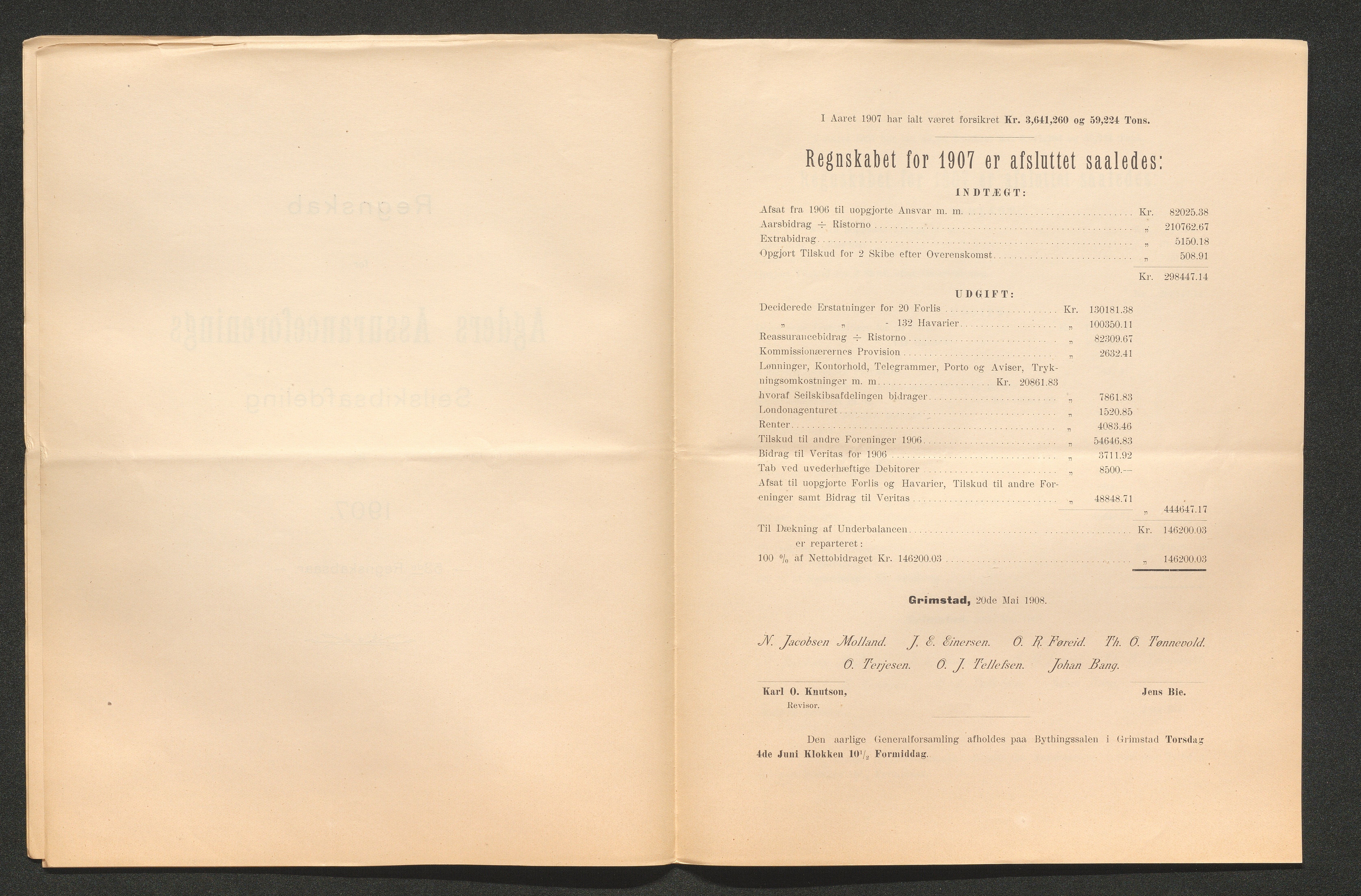 Agders Gjensidige Assuranceforening, AAKS/PA-1718/05/L0003: Regnskap, seilavdeling, pakkesak, 1890-1912