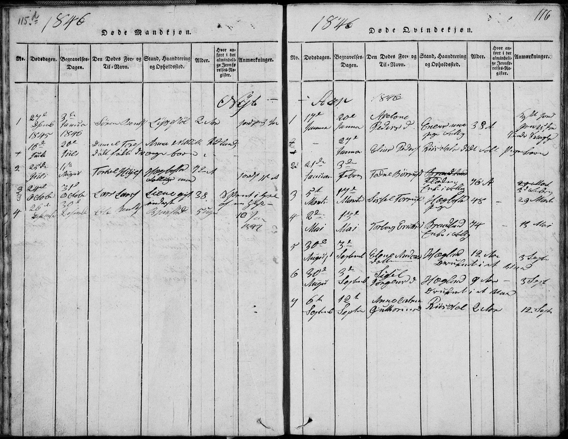 Nord-Audnedal sokneprestkontor, SAK/1111-0032/F/Fb/Fbb/L0001: Klokkerbok nr. B 1, 1816-1858, s. 116