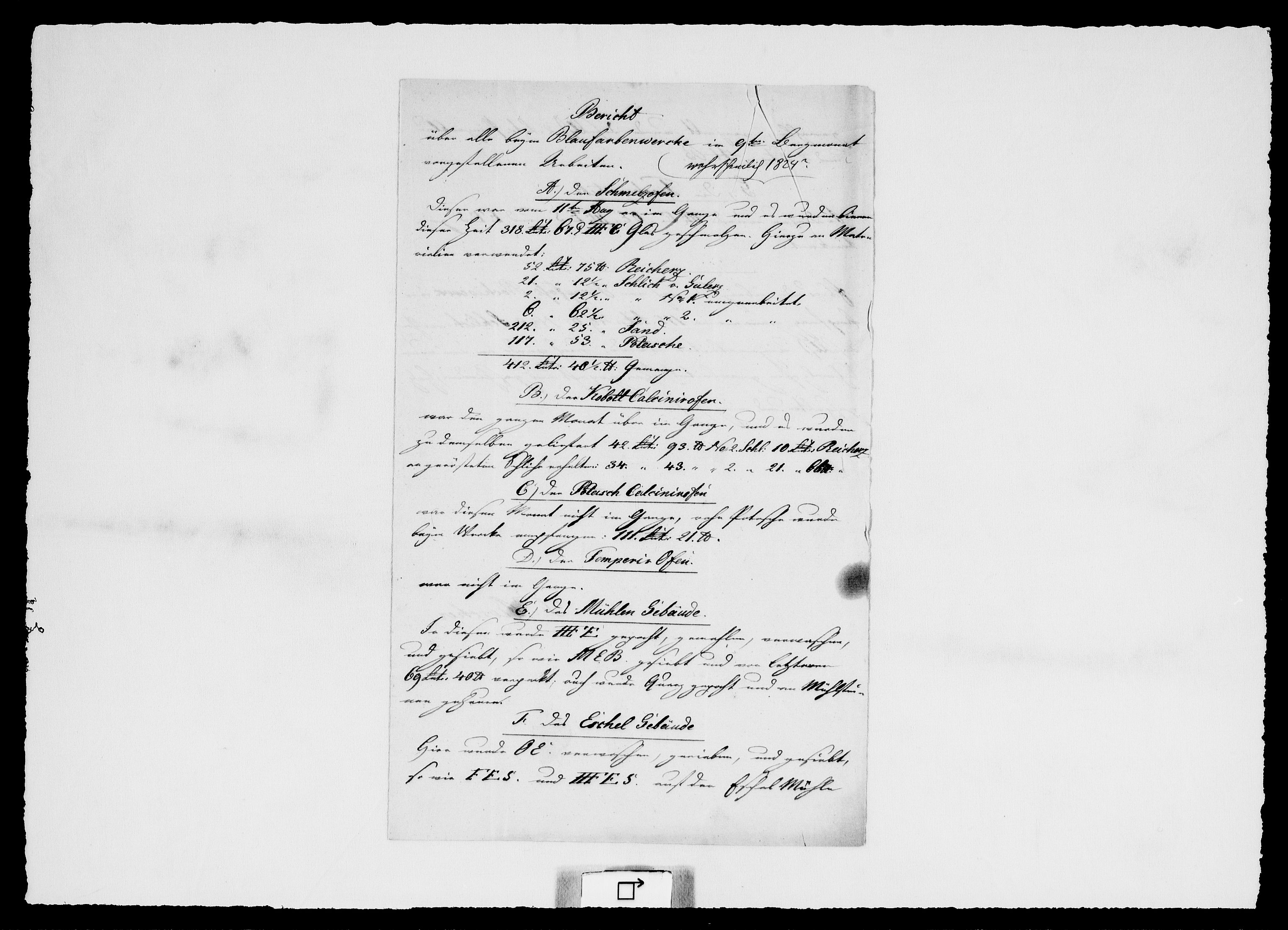 Modums Blaafarveværk, AV/RA-PA-0157/G/Ge/L0315/0001: -- / Rapporter over produksjonen ved farveverket (Blaufarbenwerks Bericht), 1823-1848, s. 8