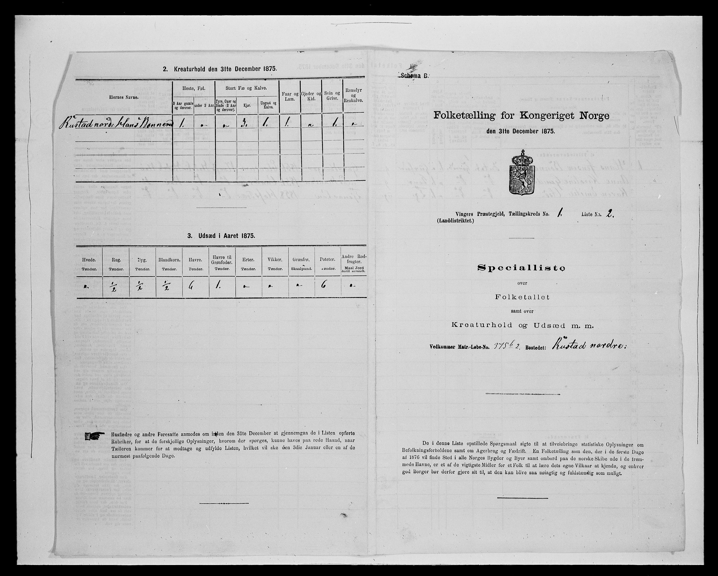 SAH, Folketelling 1875 for 0421L Vinger prestegjeld, Vinger sokn og Austmarka sokn, 1875, s. 108