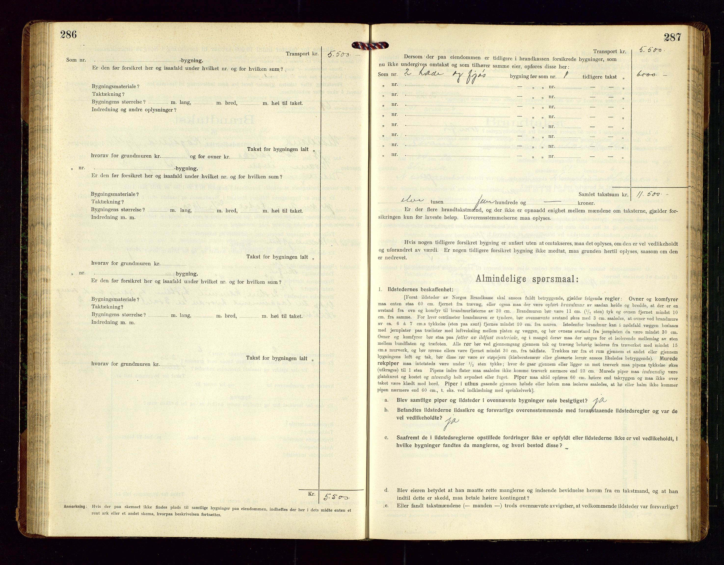 Nedstrand lensmannskontor, SAST/A-100236/Gob/L0002: "Brandtakstprotokol for Nerstrand lensmandsdistrikt Rogaland Fylke", 1916-1949, s. 286-287