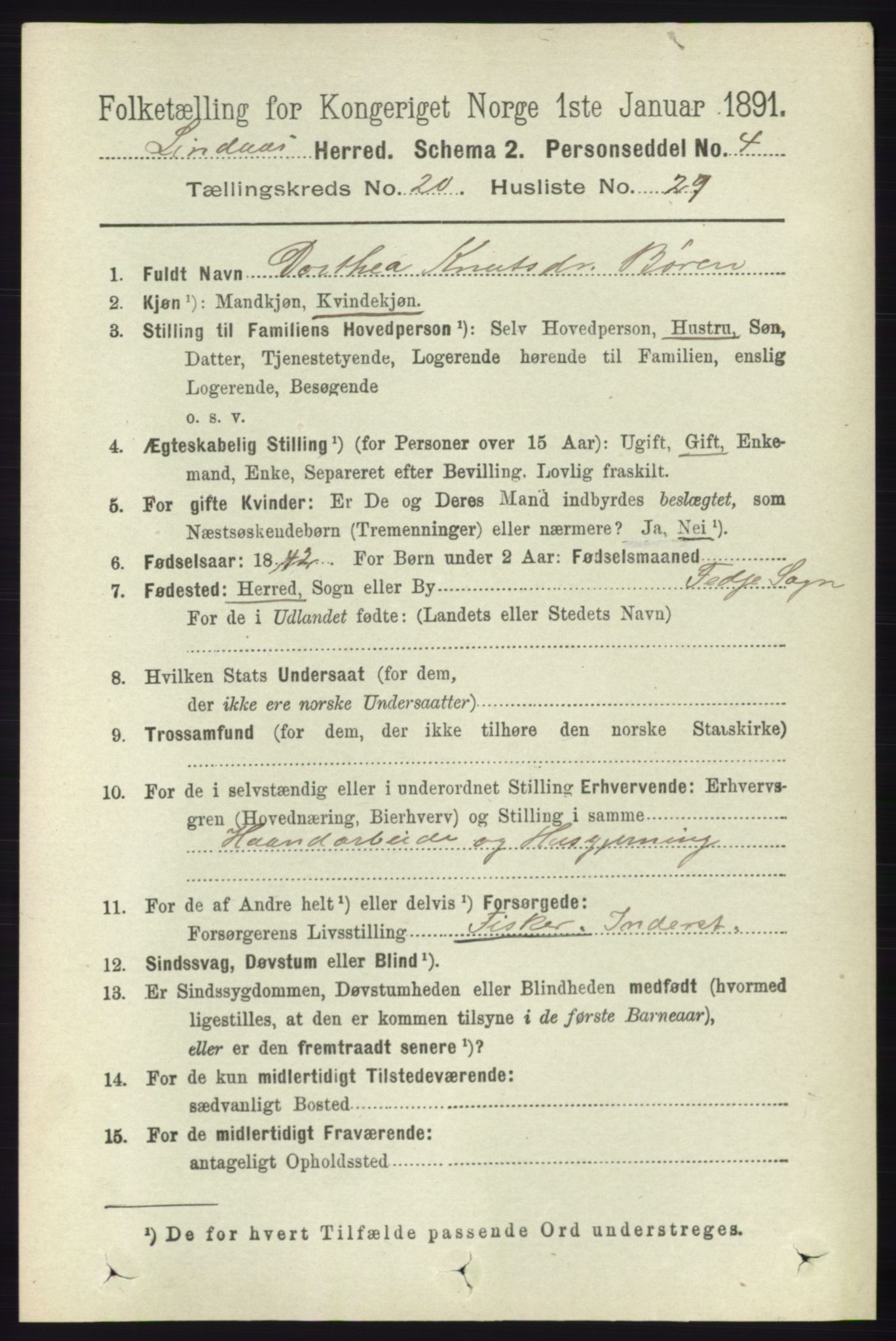 RA, Folketelling 1891 for 1263 Lindås herred, 1891, s. 7531
