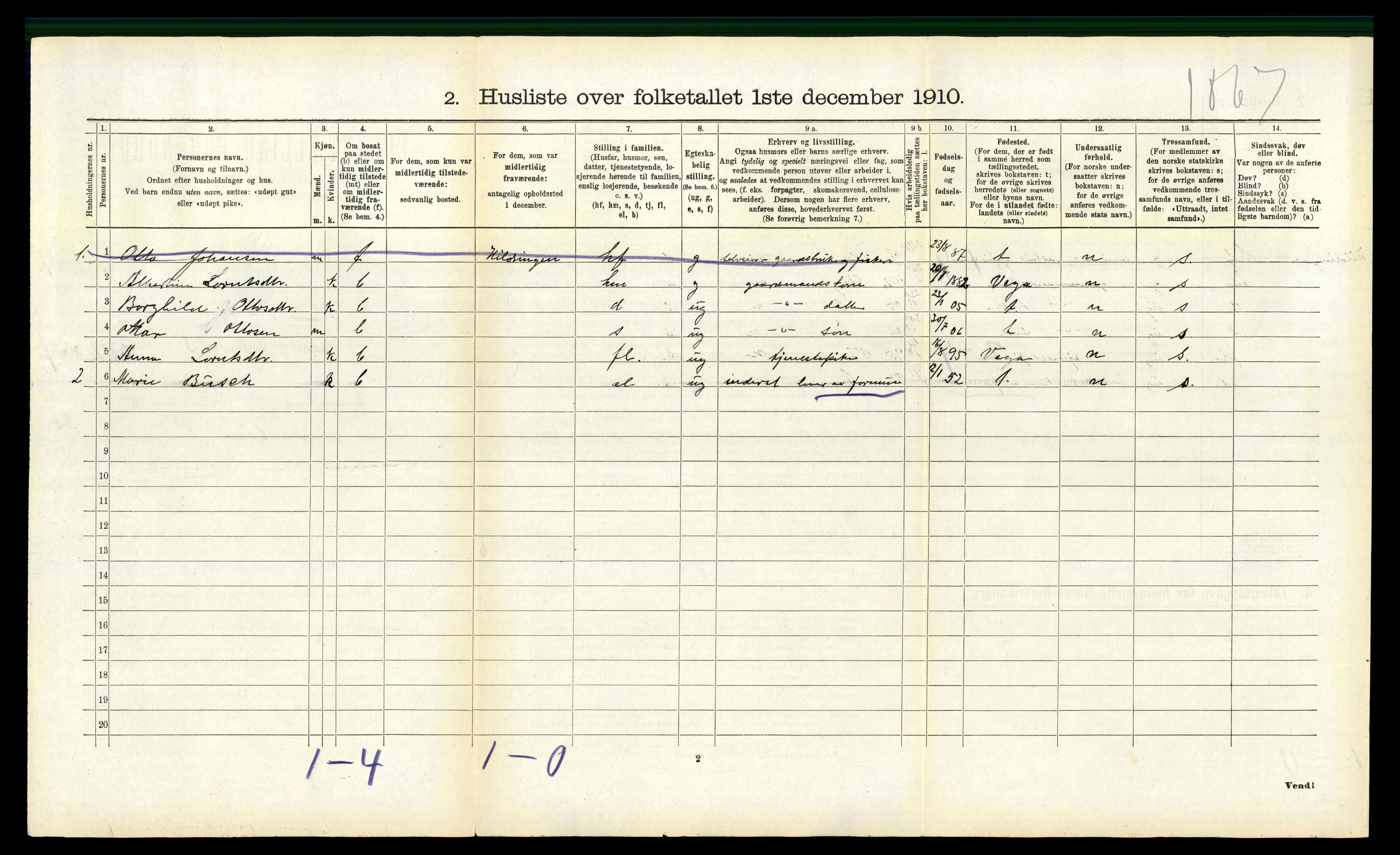 RA, Folketelling 1910 for 1811 Bindal herred, 1910, s. 365