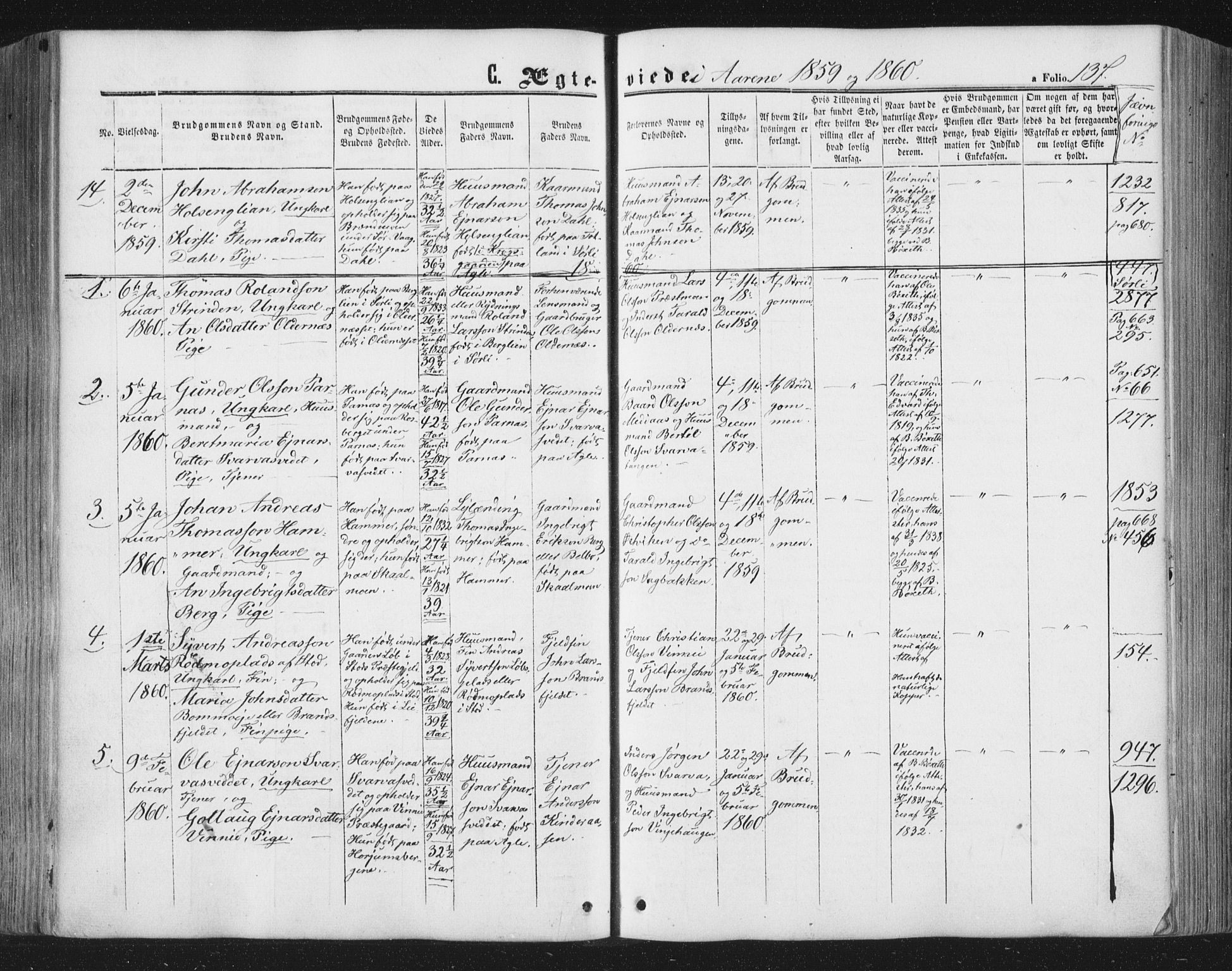 Ministerialprotokoller, klokkerbøker og fødselsregistre - Nord-Trøndelag, SAT/A-1458/749/L0472: Ministerialbok nr. 749A06, 1857-1873, s. 137