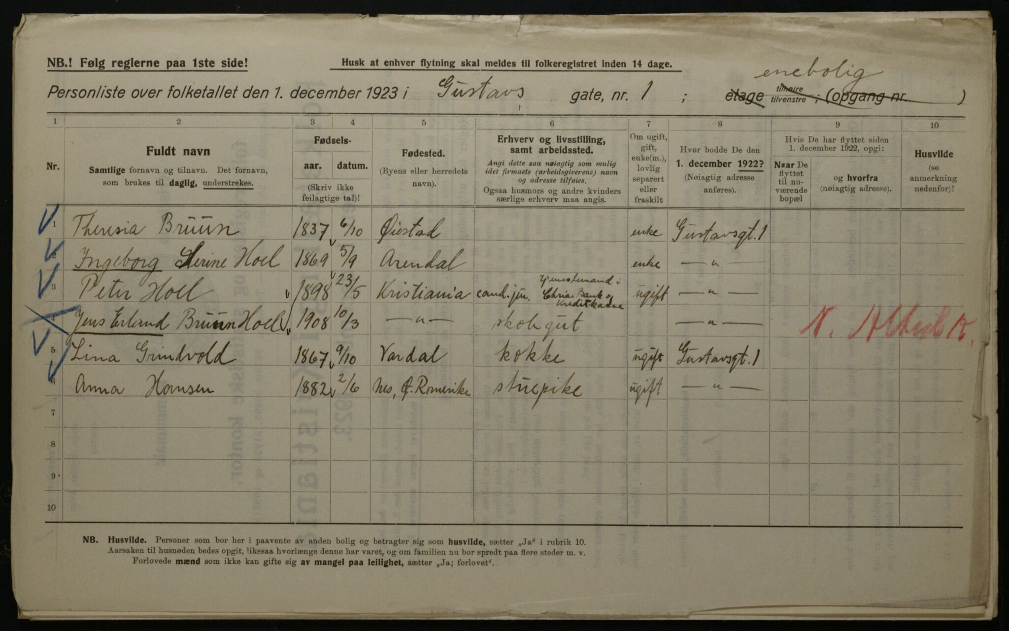 OBA, Kommunal folketelling 1.12.1923 for Kristiania, 1923, s. 36299