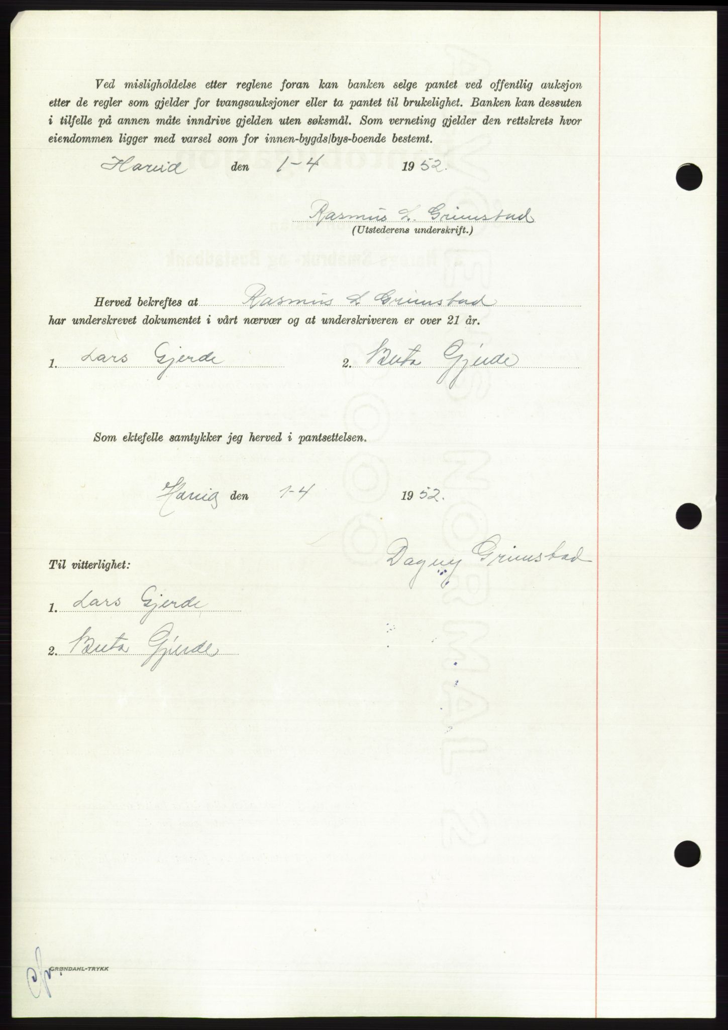 Søre Sunnmøre sorenskriveri, AV/SAT-A-4122/1/2/2C/L0121: Pantebok nr. 9B, 1951-1952, Dagboknr: 747/1952