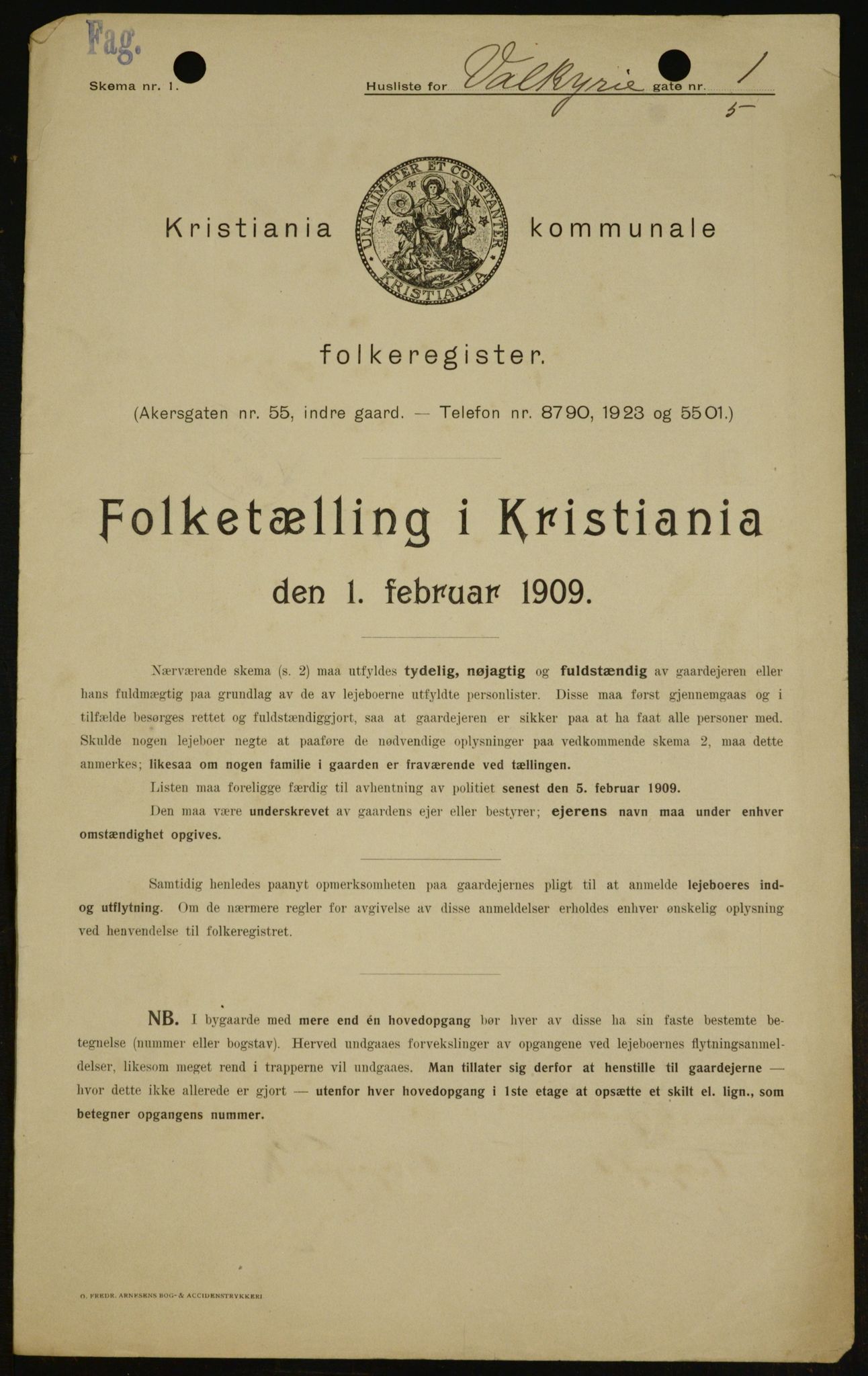 OBA, Kommunal folketelling 1.2.1909 for Kristiania kjøpstad, 1909, s. 110326
