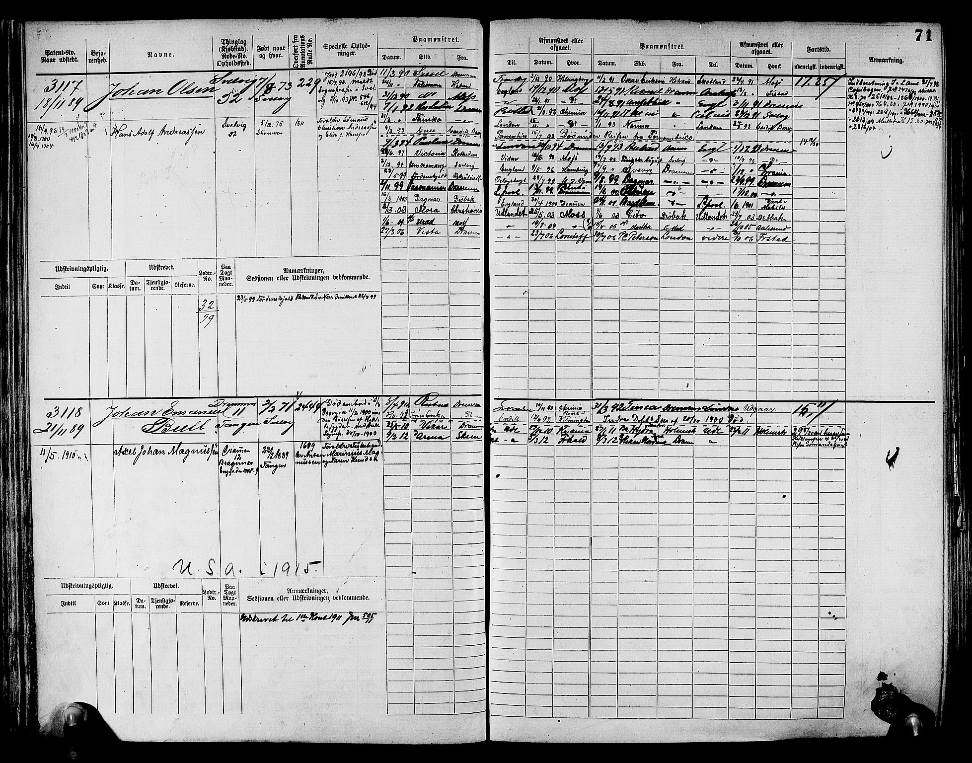 Drammen innrulleringsdistrikt, AV/SAKO-A-781/F/Fc/L0004: Hovedrulle, 1885, s. 75