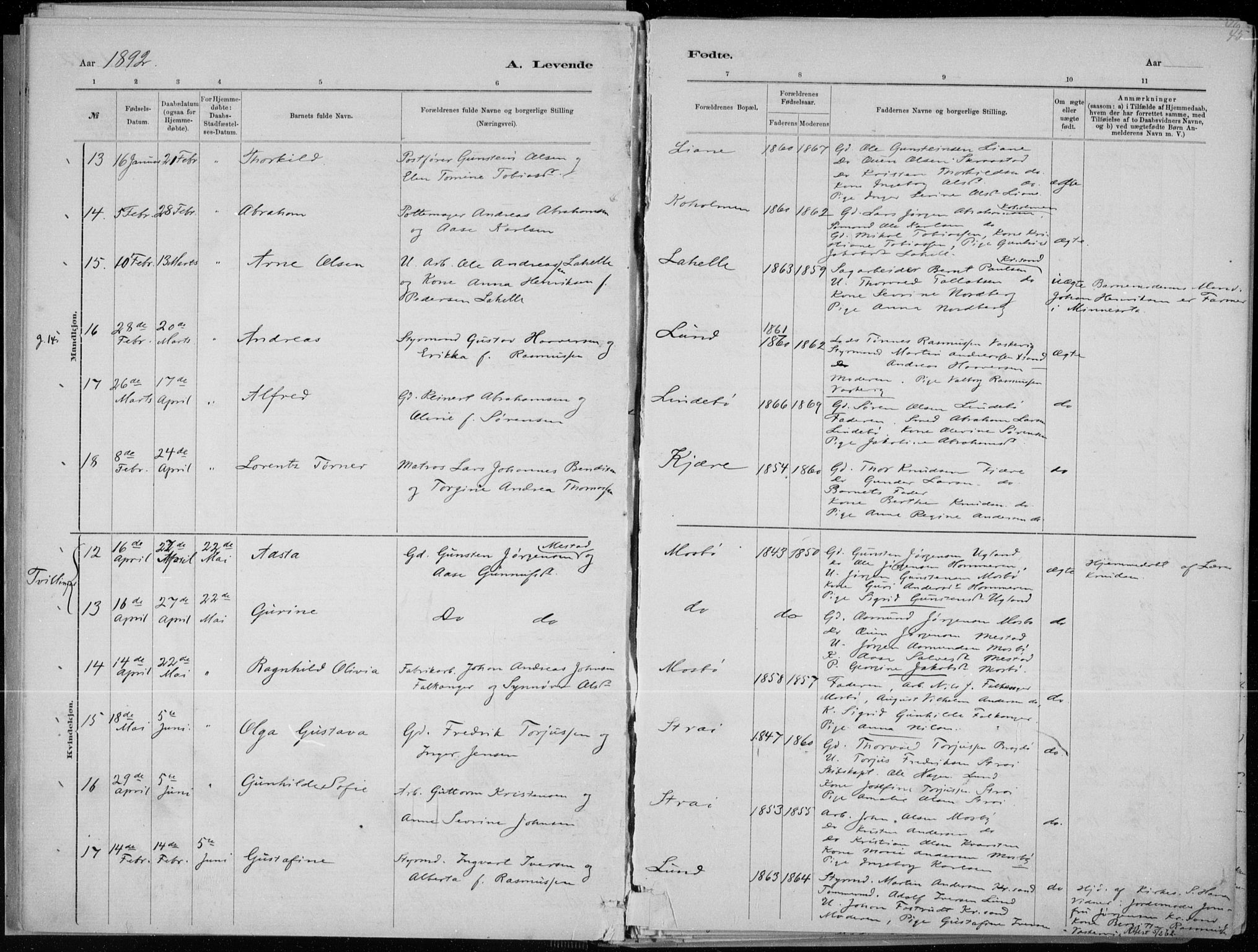 Oddernes sokneprestkontor, AV/SAK-1111-0033/F/Fa/Faa/L0009: Ministerialbok nr. A 9, 1884-1896, s. 45