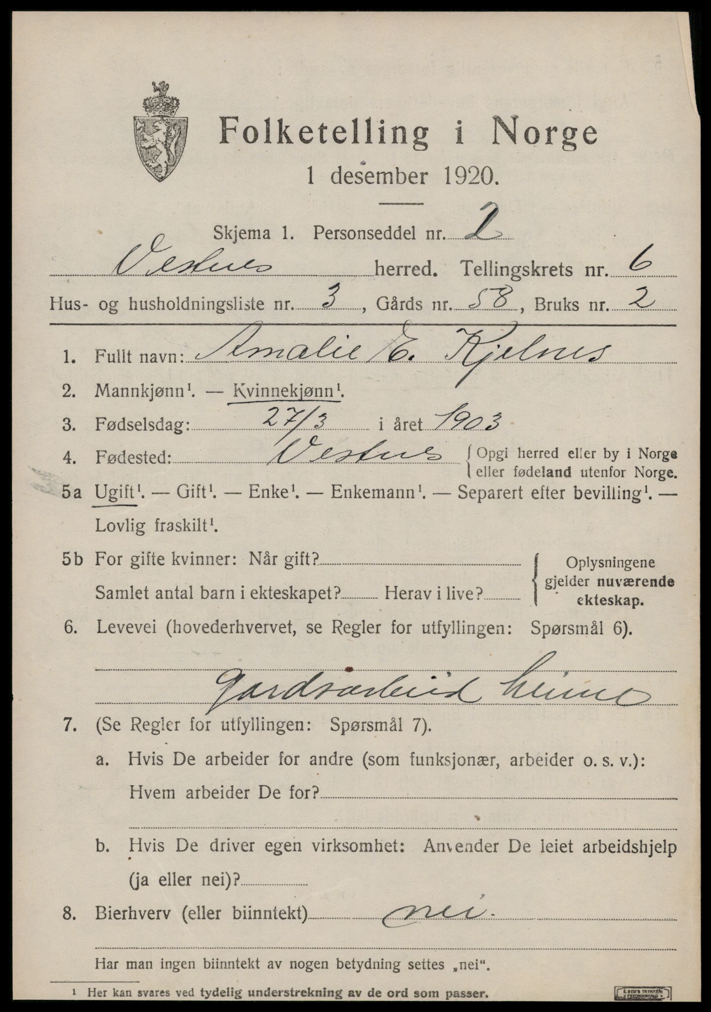 SAT, Folketelling 1920 for 1535 Vestnes herred, 1920, s. 4335