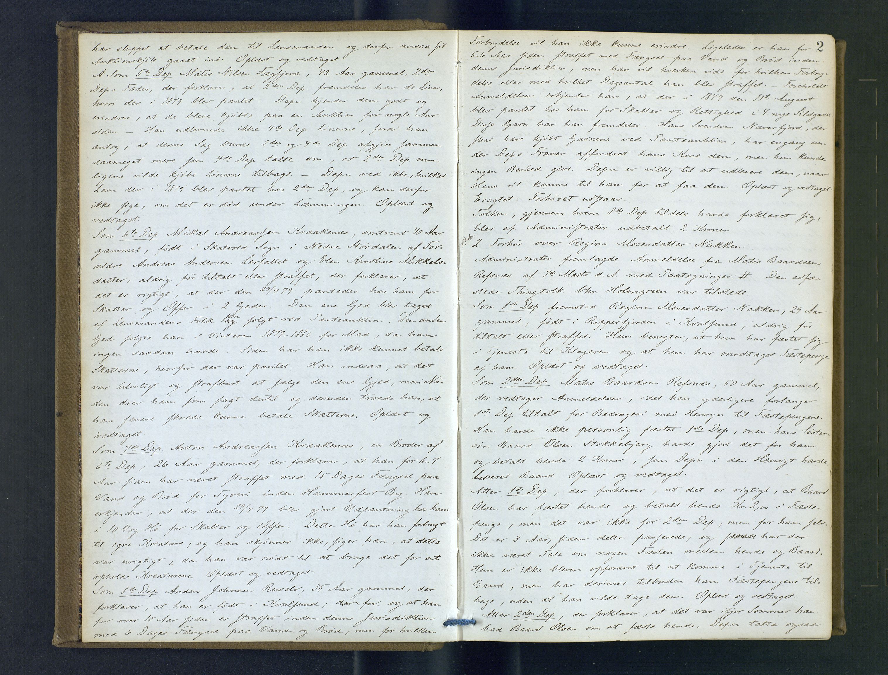 Hammerfest fogderi/sorenskriveri, AV/SATØ-S-0056/1/J/Ja/Jab/L0192: Ekstrarettsprotokoller, 1881-1895, s. 2