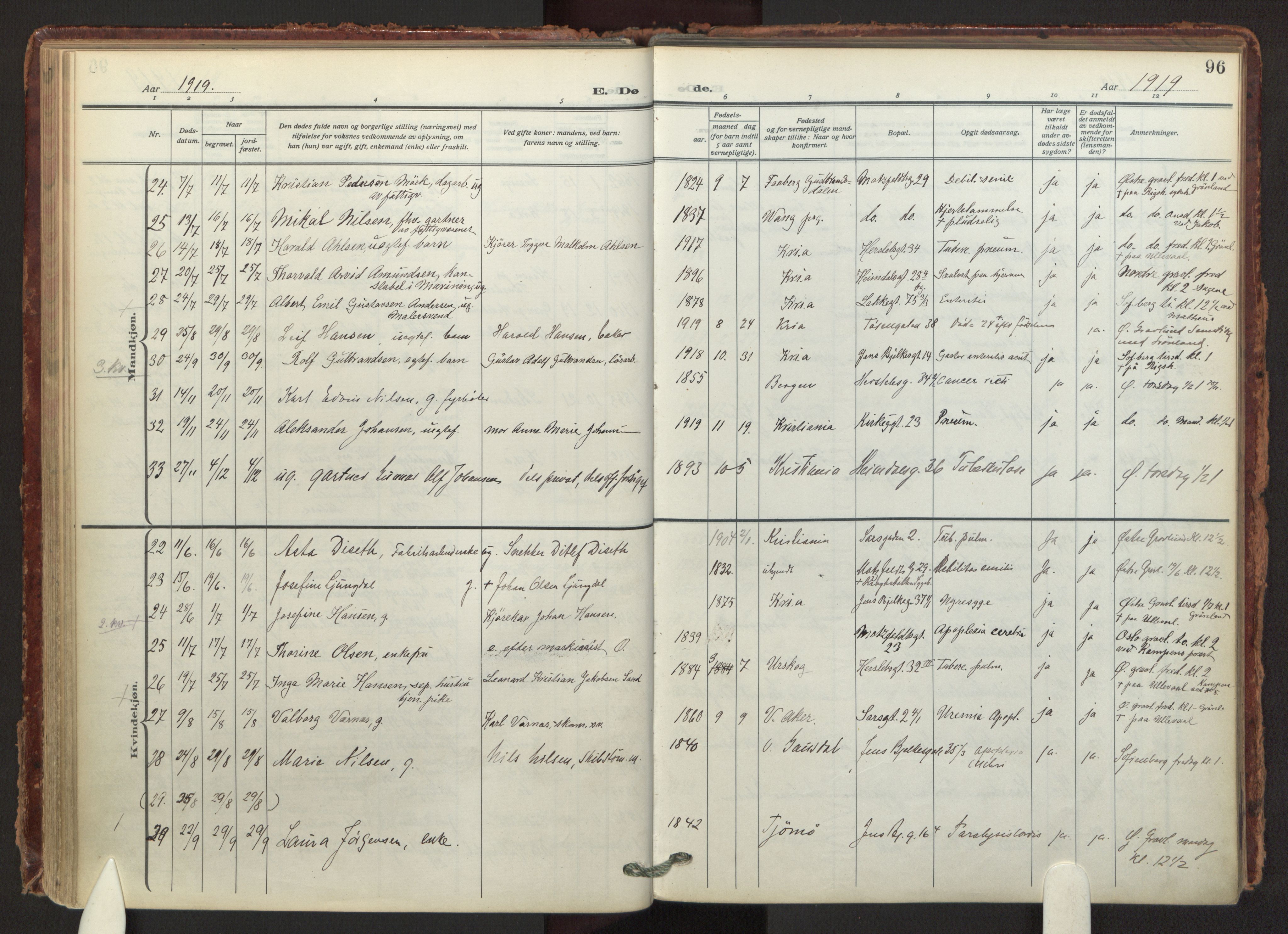 Tøyen prestekontor Kirkebøker, AV/SAO-A-10167a/F/Fa/L0003: Ministerialbok nr. I 3, 1917-1933, s. 96