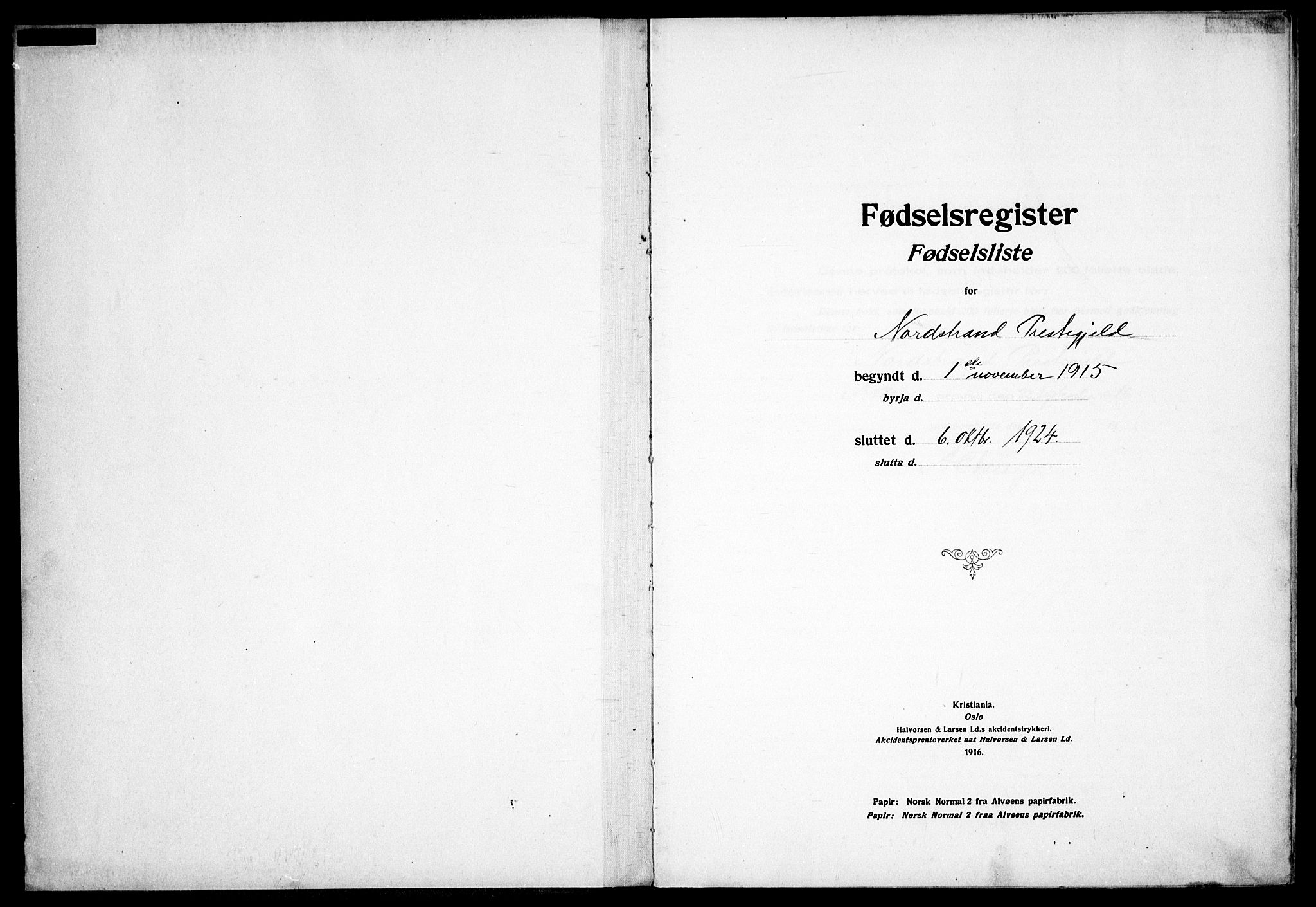 Nordstrand prestekontor Kirkebøker, SAO/A-10362a/J/Ja/L0001: Fødselsregister nr. I 1, 1916-1924
