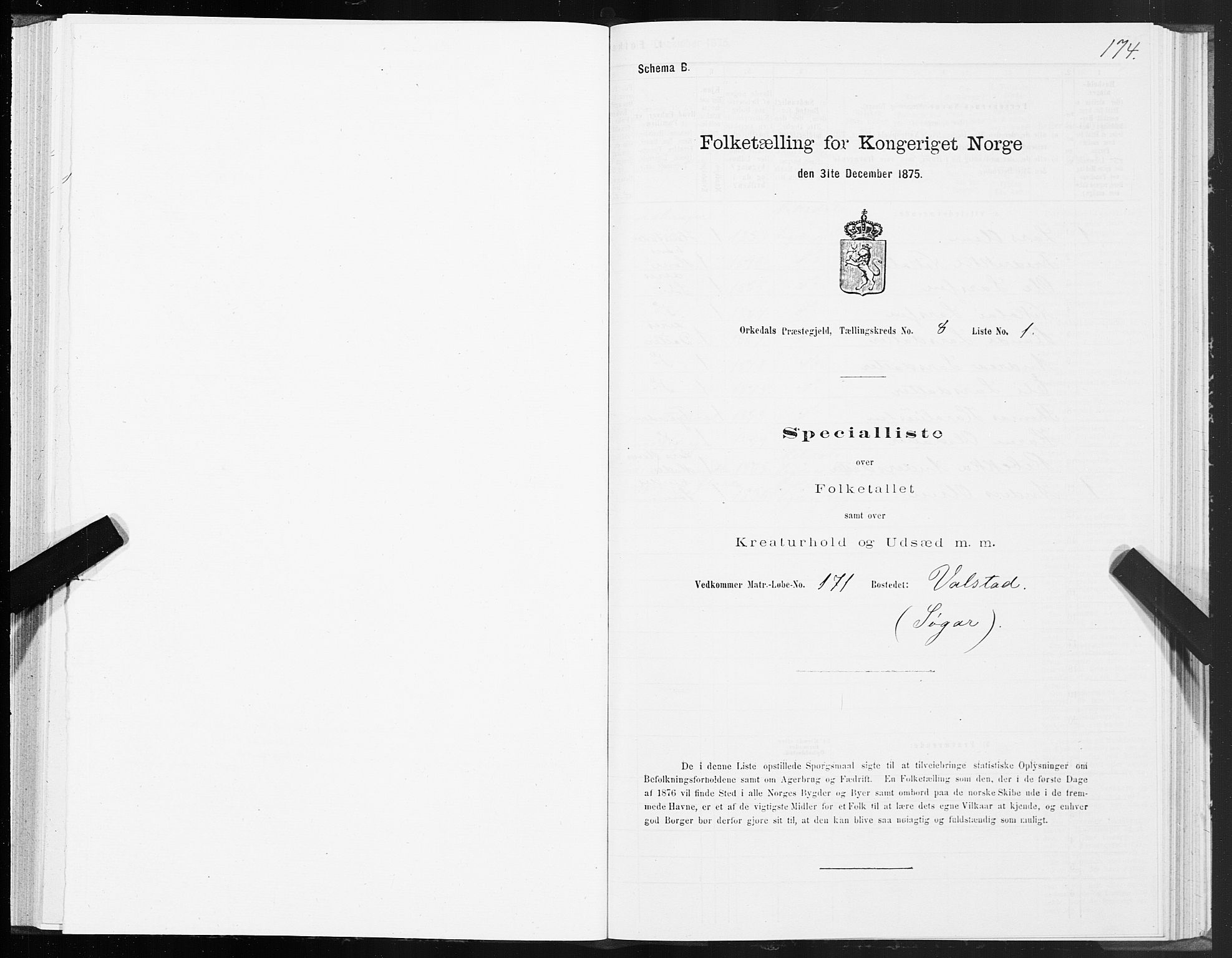 SAT, Folketelling 1875 for 1638P Orkdal prestegjeld, 1875, s. 4174